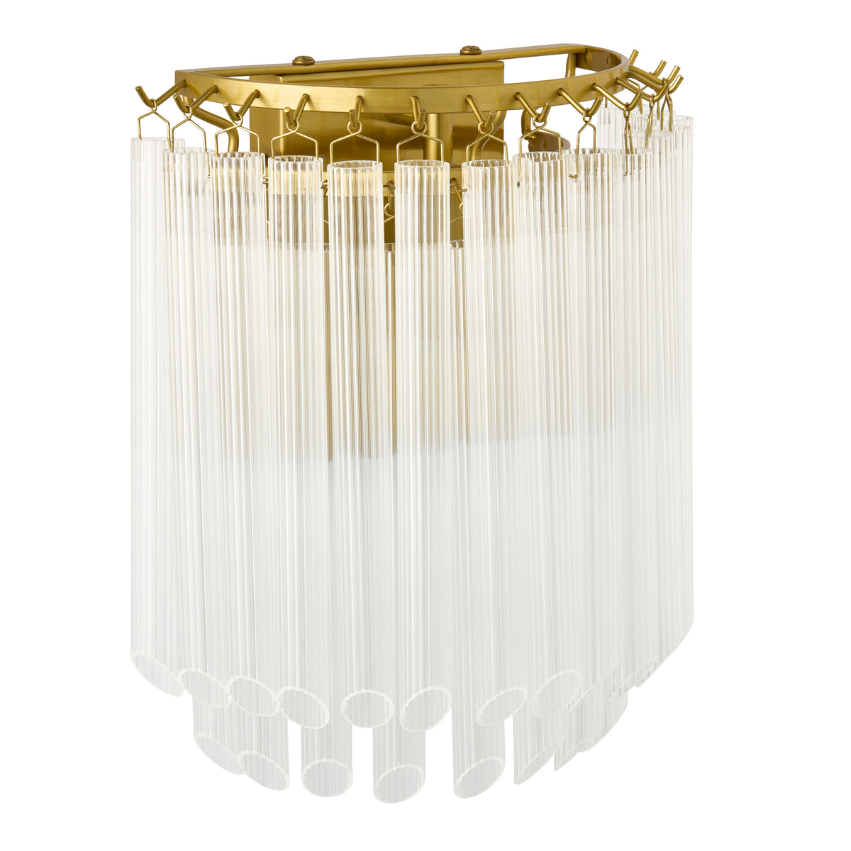 Endon Montpellier Wall Light - Brushed Aged Brass Plate & Clear Ribbed Glass