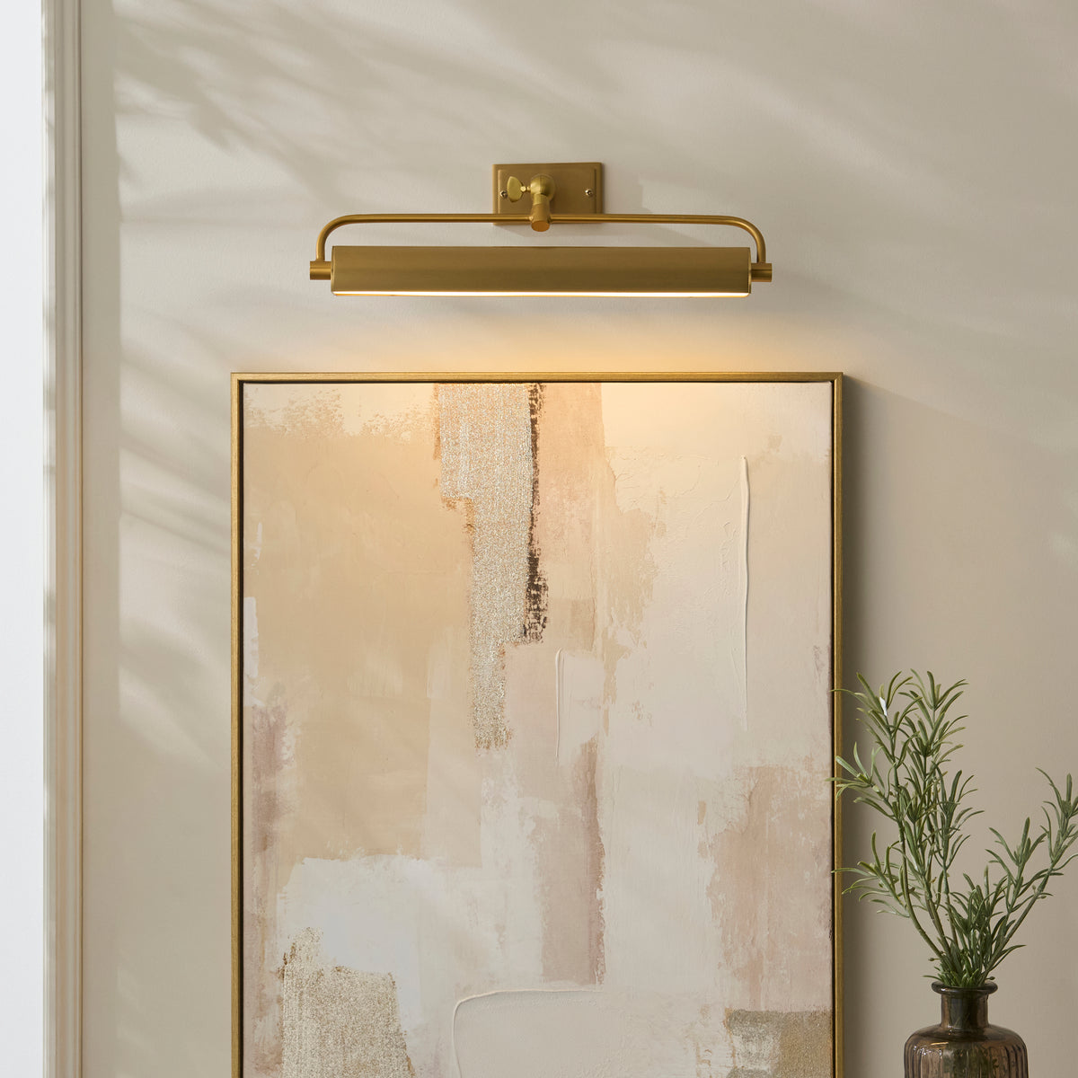 Endon Nantes Rechargeable Picture Light - Warm Brass Plate & Frosted PC