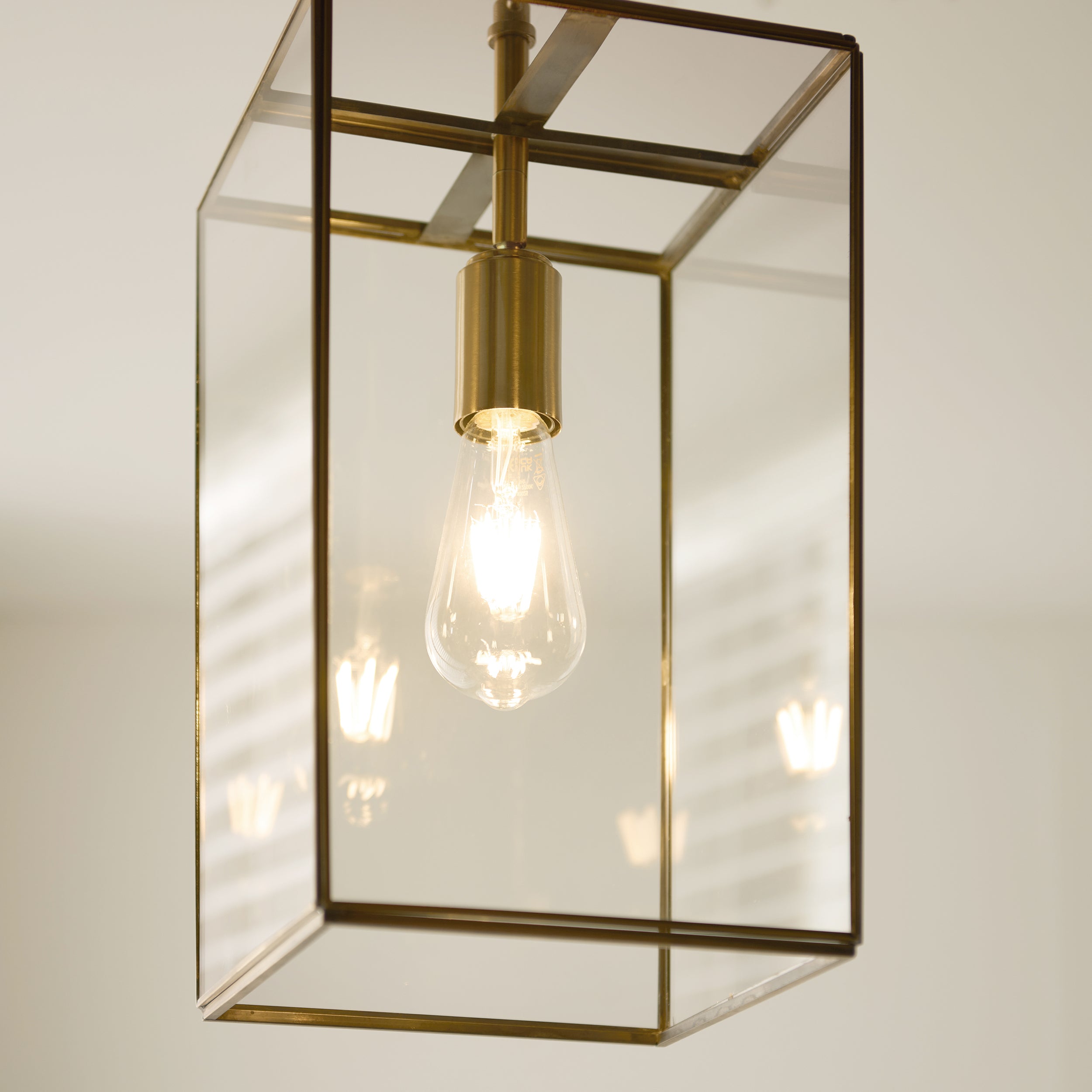 Endon Hammond Grand Pendant - Antique solid brass, Brushed Aged Brass Plate & Clear Glass
