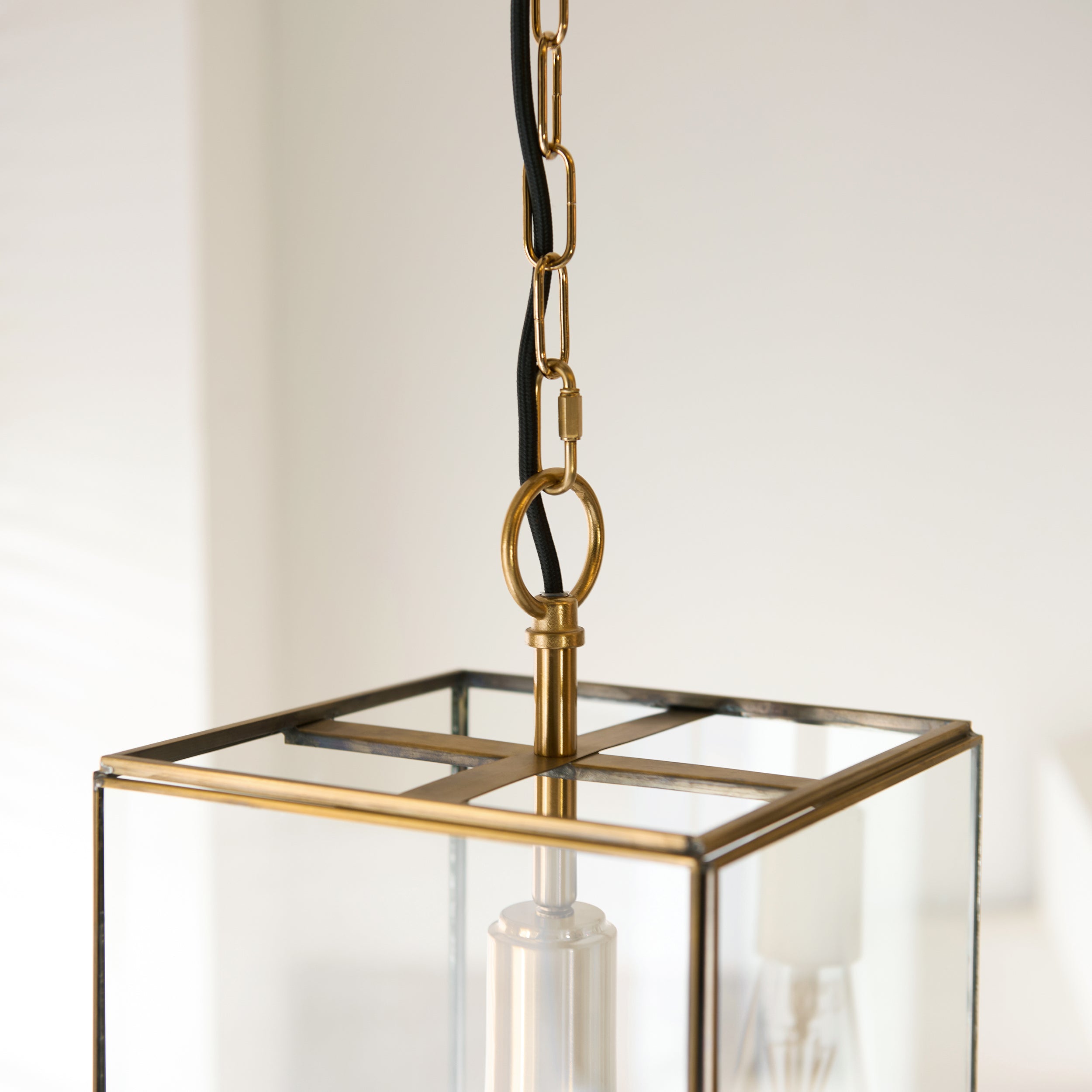 Endon Hammond Grand Pendant - Antique solid brass, Brushed Aged Brass Plate & Clear Glass