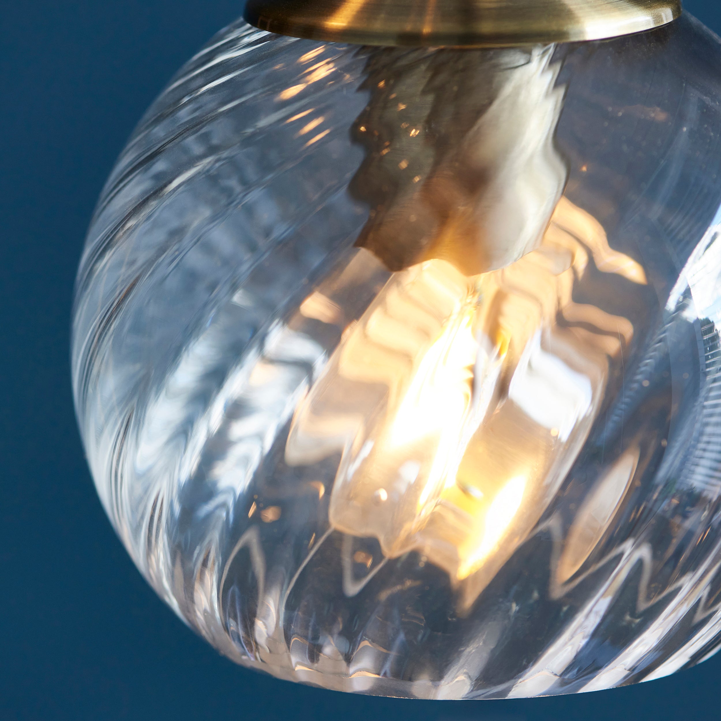 Endon Allegra 5 Light Cascade Pendant - Antique Brass Plate & Clear Spiral Glass