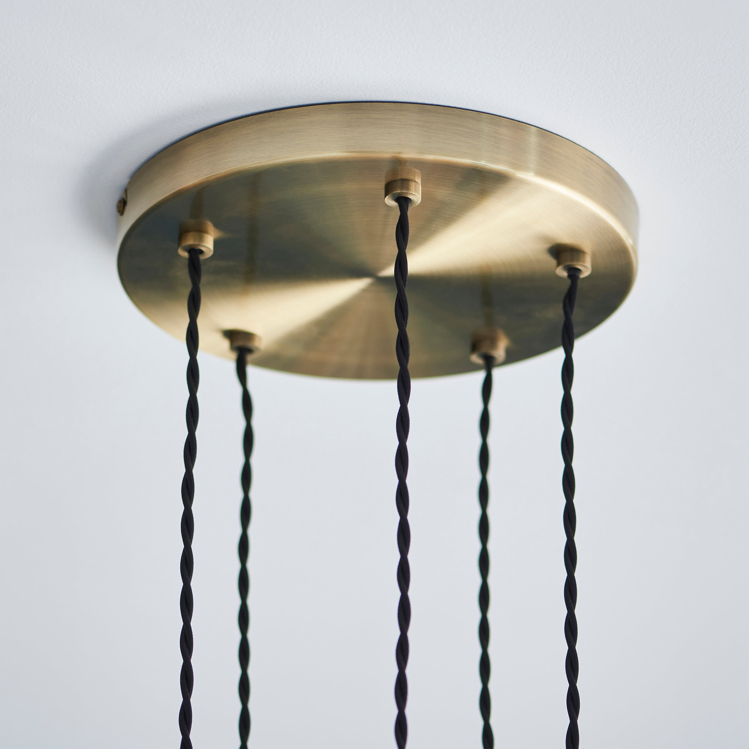 Endon Allegra 5 Light Cascade Pendant - Antique Brass Plate & Clear Spiral Glass