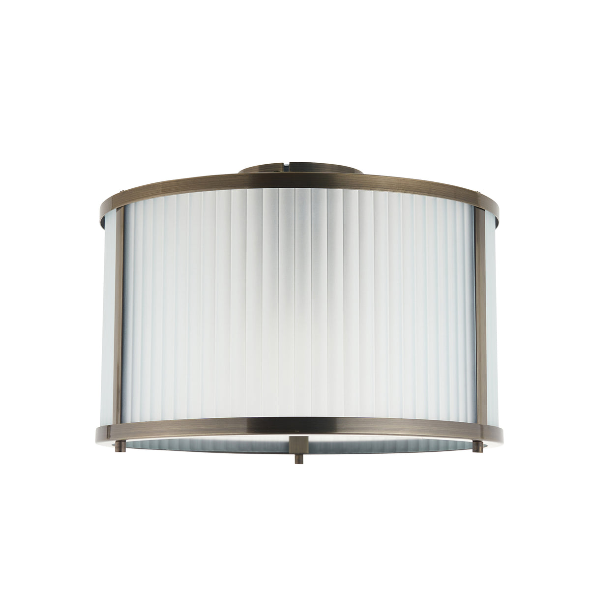 Endon Ridgeton Flush - Antique Brass Plate & Frosted Ribbed Glass
