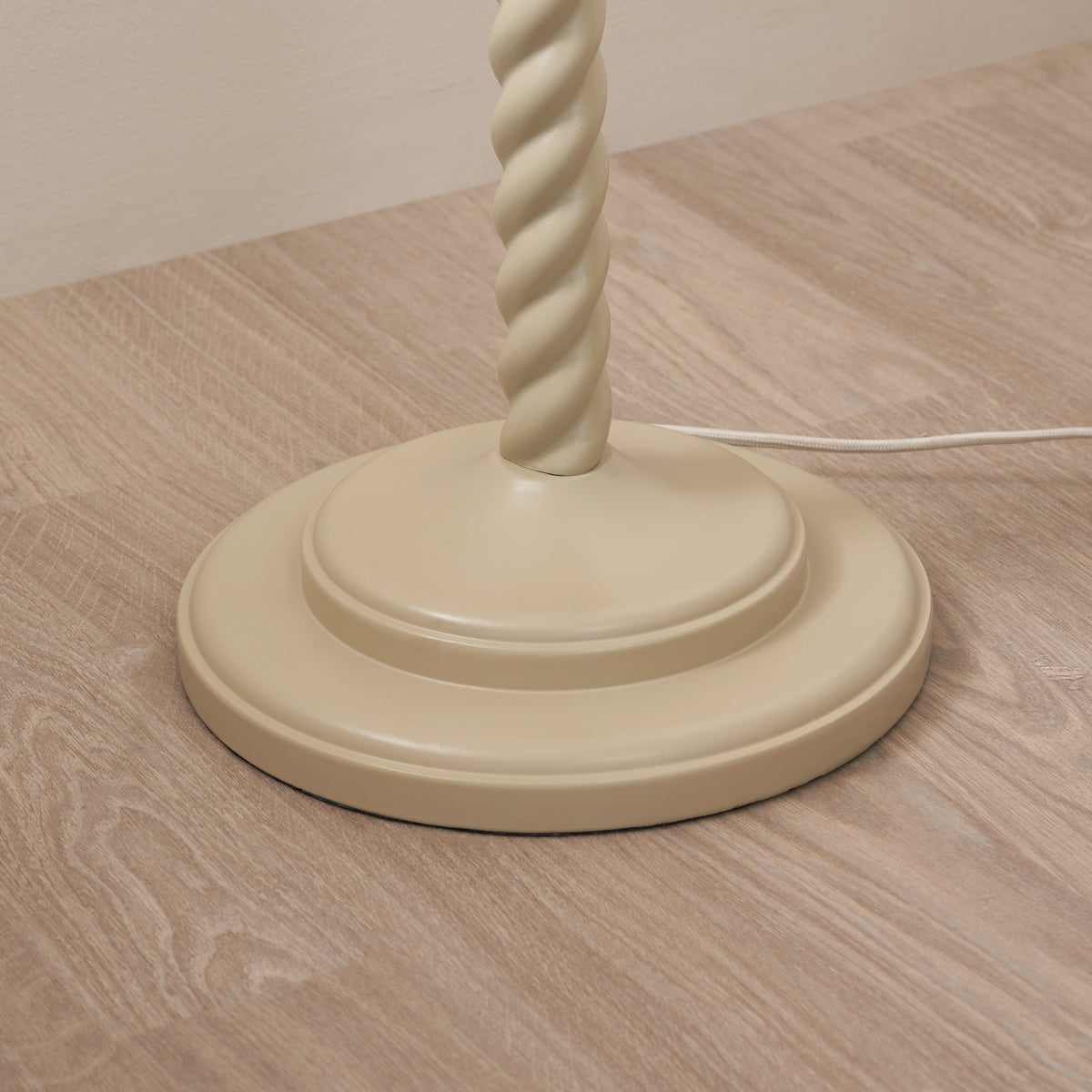 Endon Twist Floor Base - Satin Almond White Paint & Antique Brass Plate