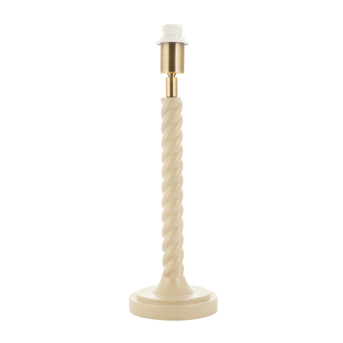 Endon Twist Table Base - Satin Almond White Paint & Antique Brass Plate