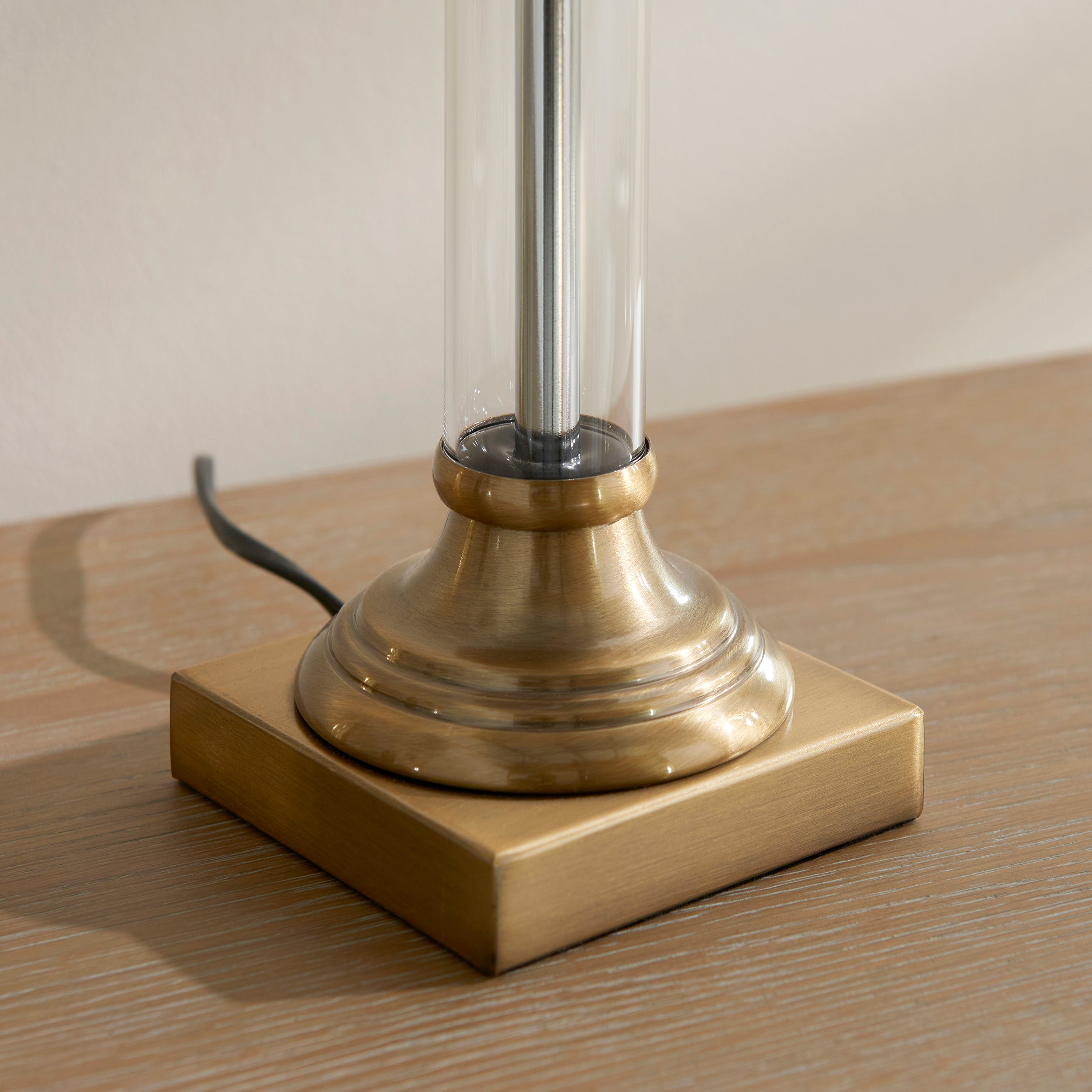 Endon Avebury & Avalon 31cm Table Lamp - Antique Brass Plate & Natural Faux Linen Fabric Shade