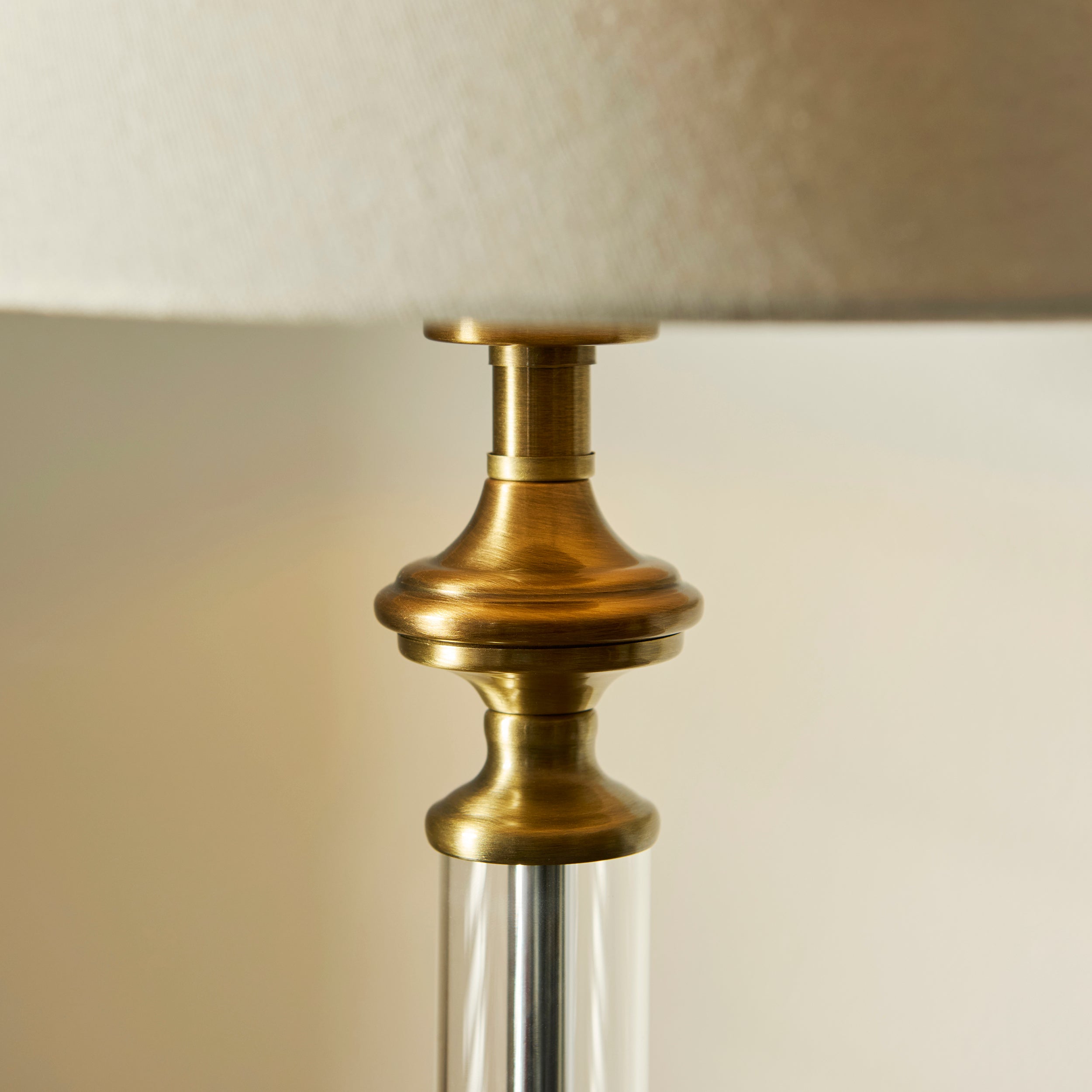 Endon Avebury & Avalon 31cm Table Lamp - Antique Brass Plate & Natural Faux Linen Fabric Shade