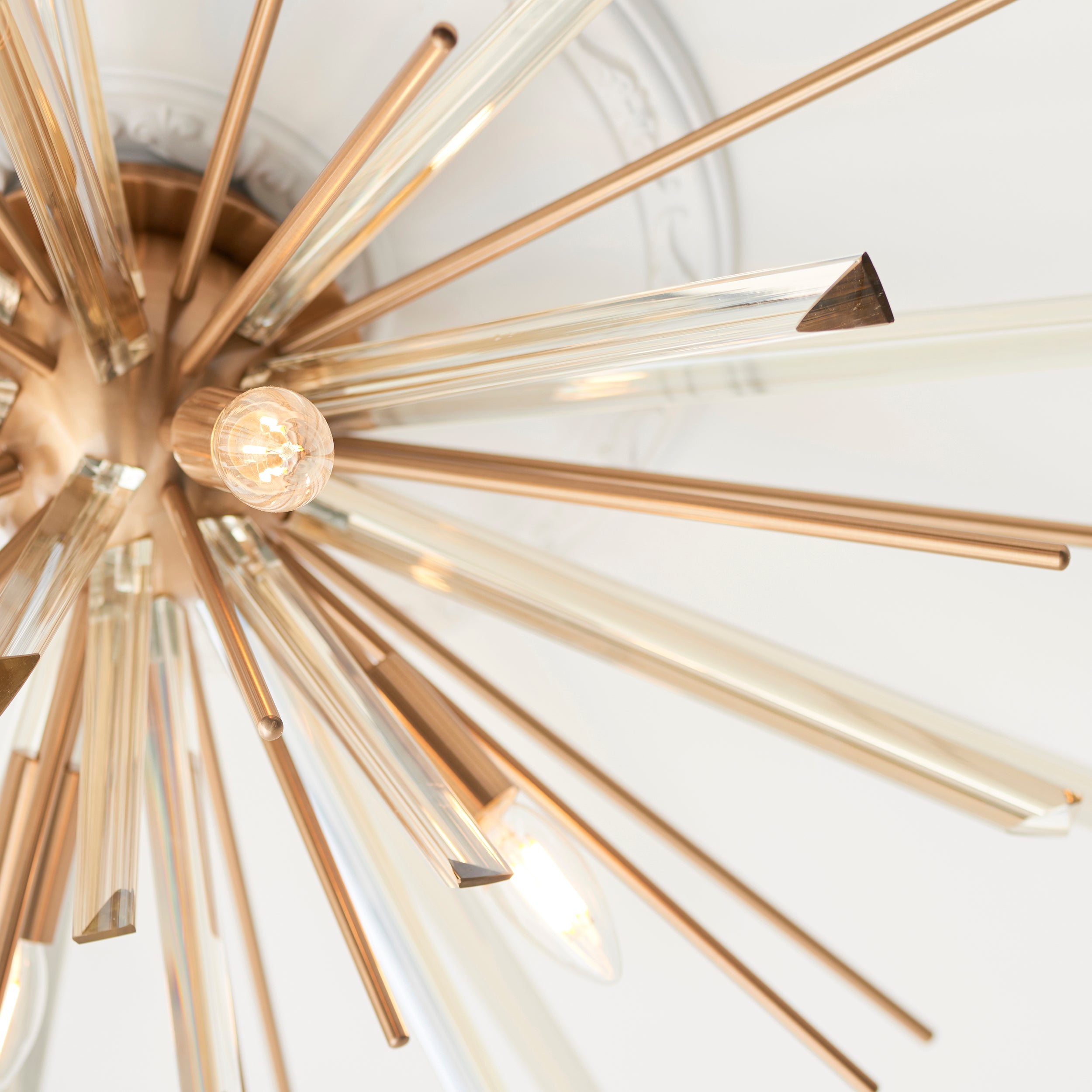 Utopia Spike 4 Light Flush Fitting - Antique Brass - 80cm Diameter