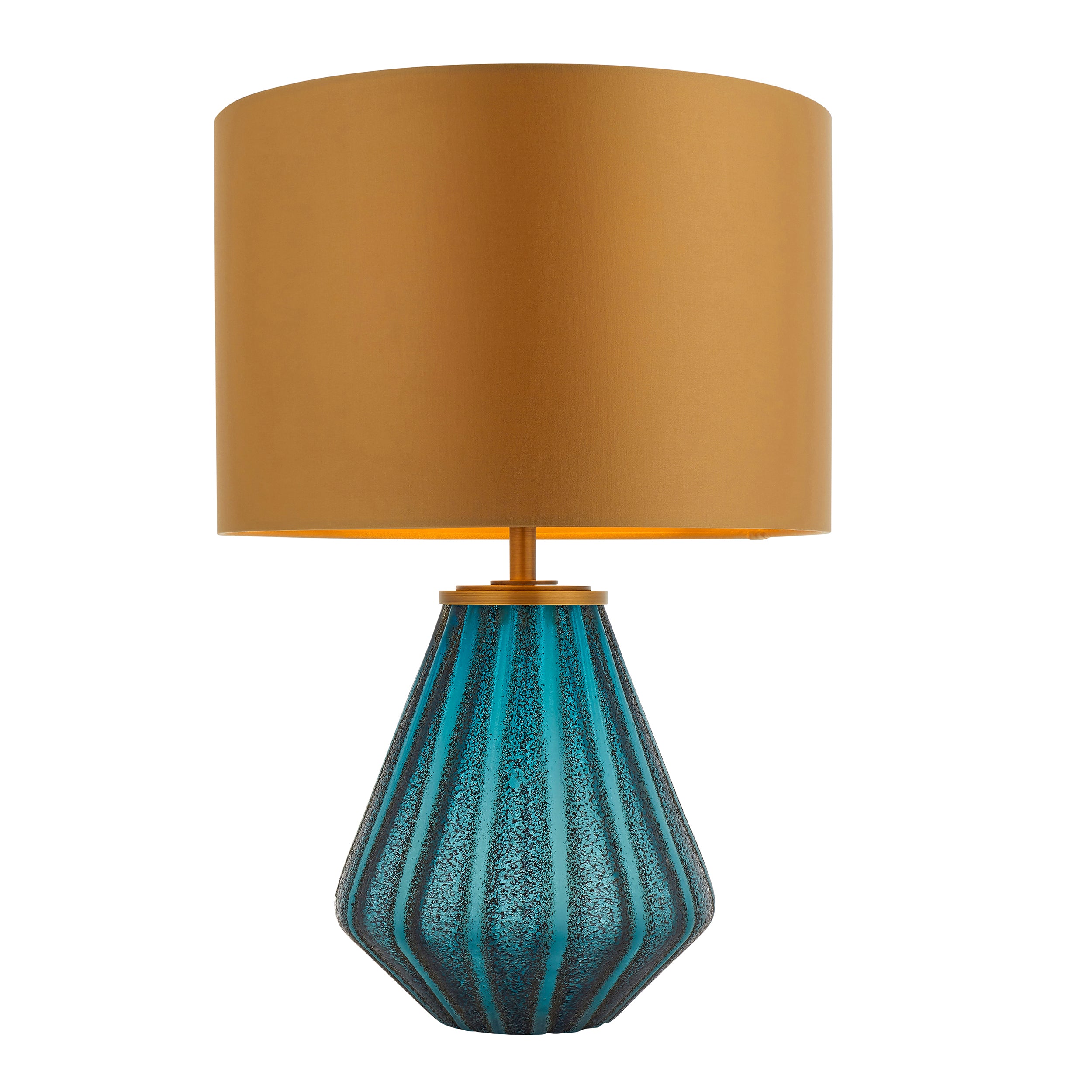 Utopia Stripe Table Lamp - Turquoise Glass And Gold Shade