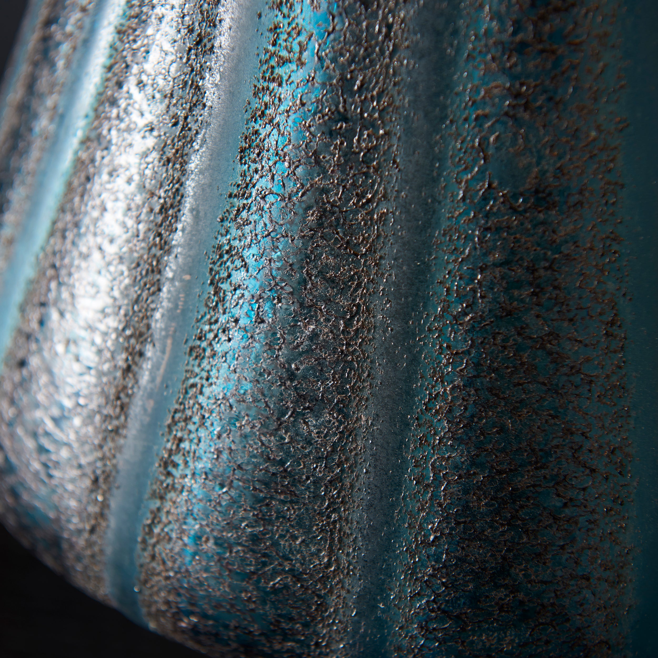 Utopia Stripe Table Lamp - Turquoise Glass And Gold Shade