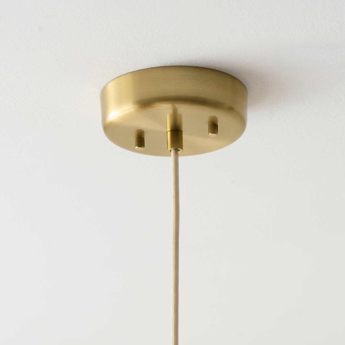 Endon Isabella Pendant - Brushed Aged Brass Plate & Vintage White Fabric