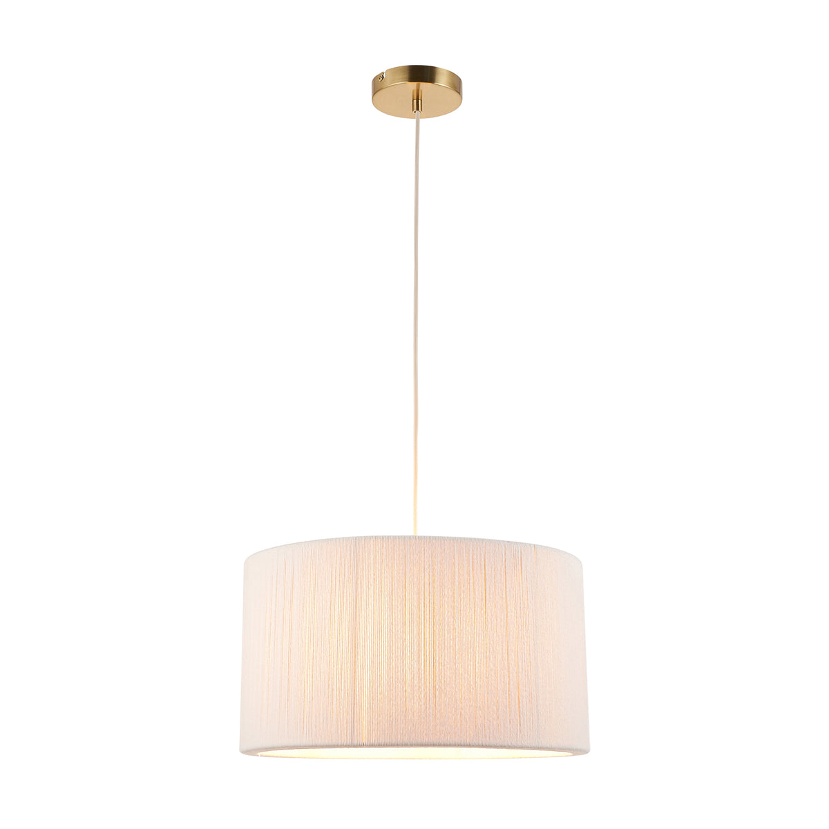 Endon Noah Pendant - Cream Cotton & Brushed Brass Plate