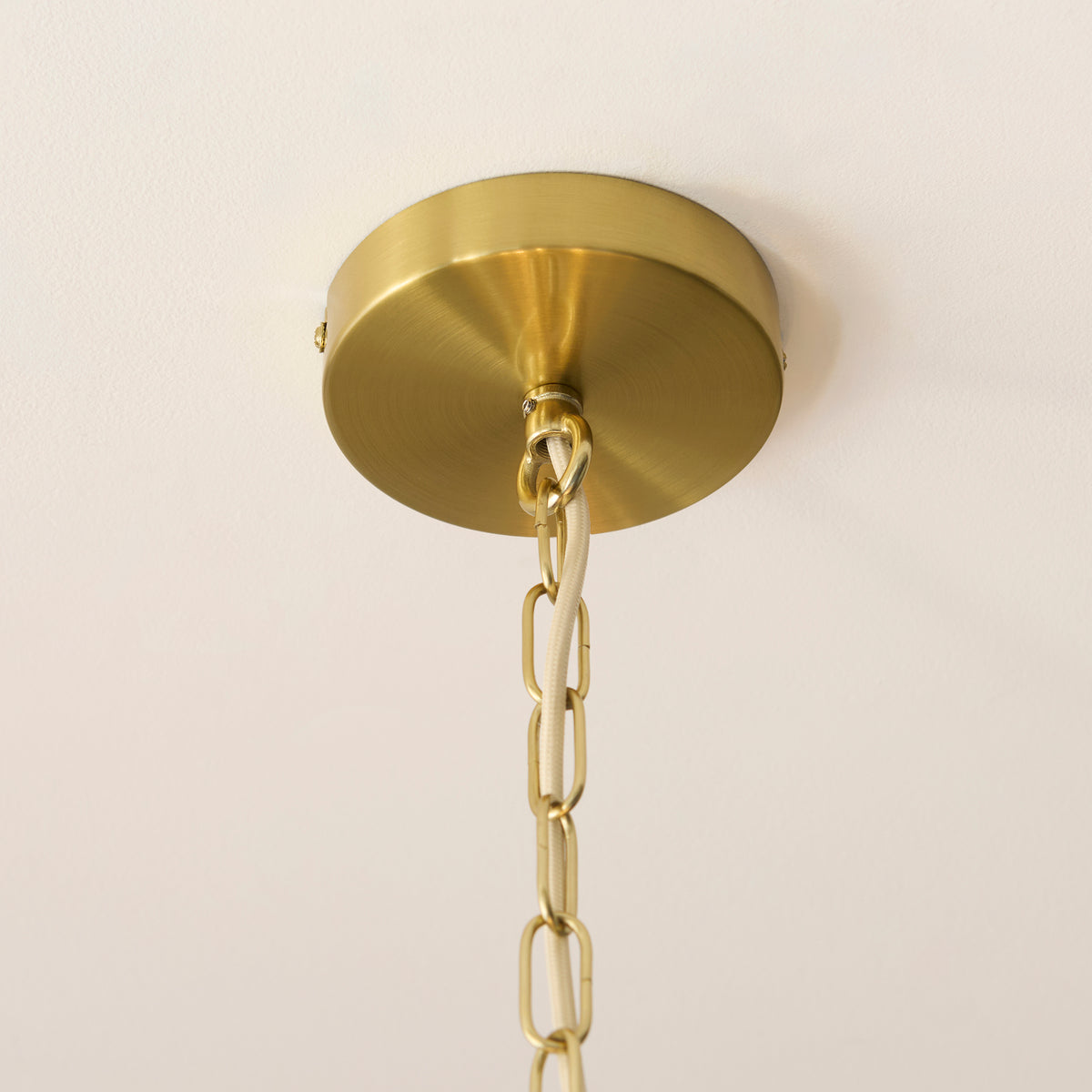 Endon Noah 5 Light Pendant - Cream Cotton & Brushed Brass Plate