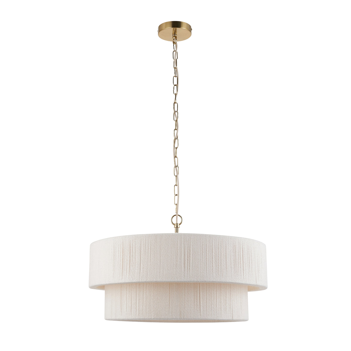 Endon Noah 5 Light Pendant - Cream Cotton & Brushed Brass Plate