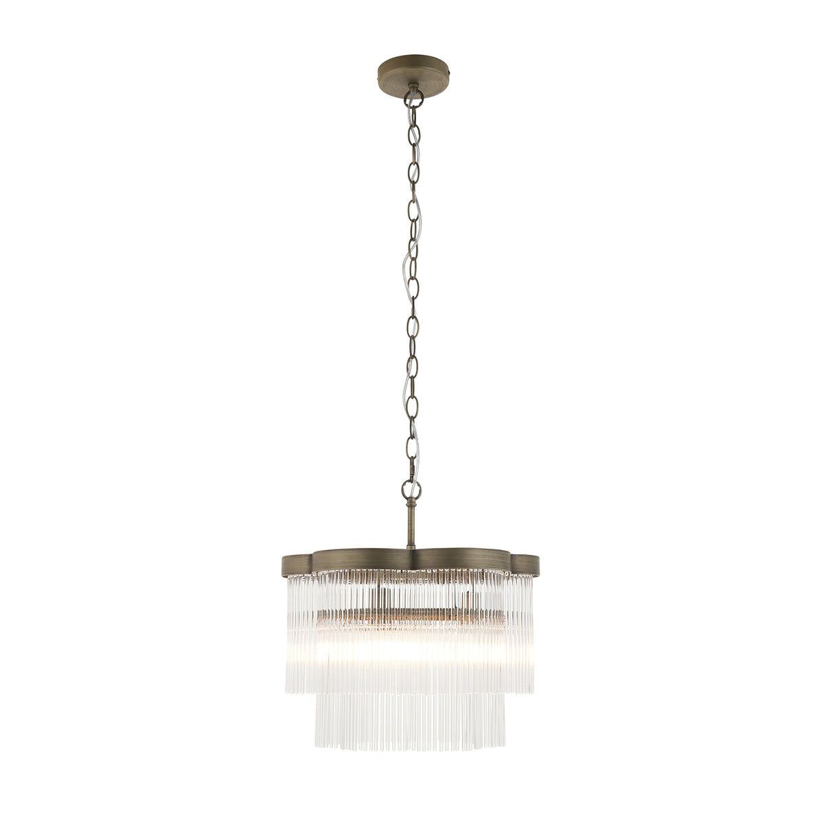Endon Lucille 3 Light Pendant - Antique Brass & Clear Glass