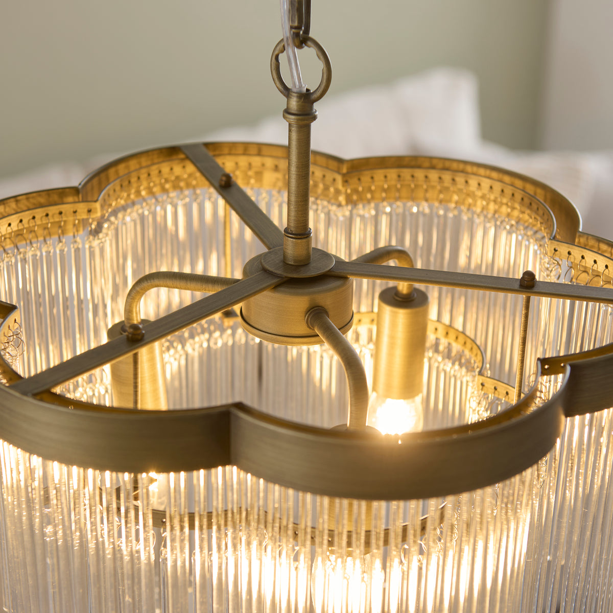 Endon Lucille 3 Light Pendant - Antique Brass & Clear Glass