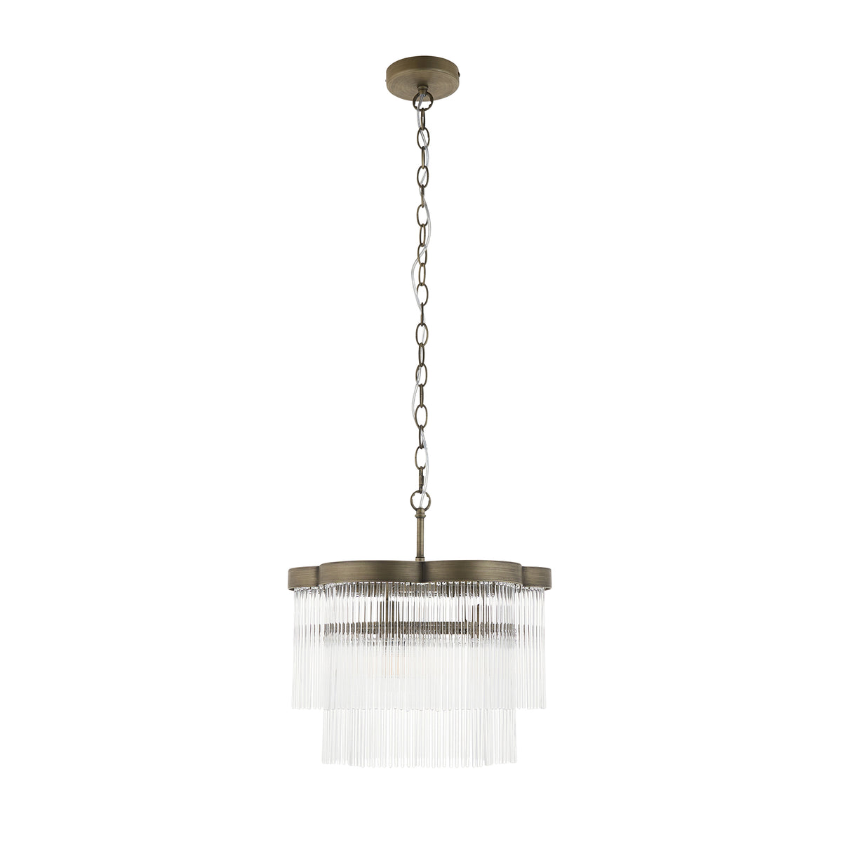 Endon Lucille 3 Light Pendant - Antique Brass & Clear Glass