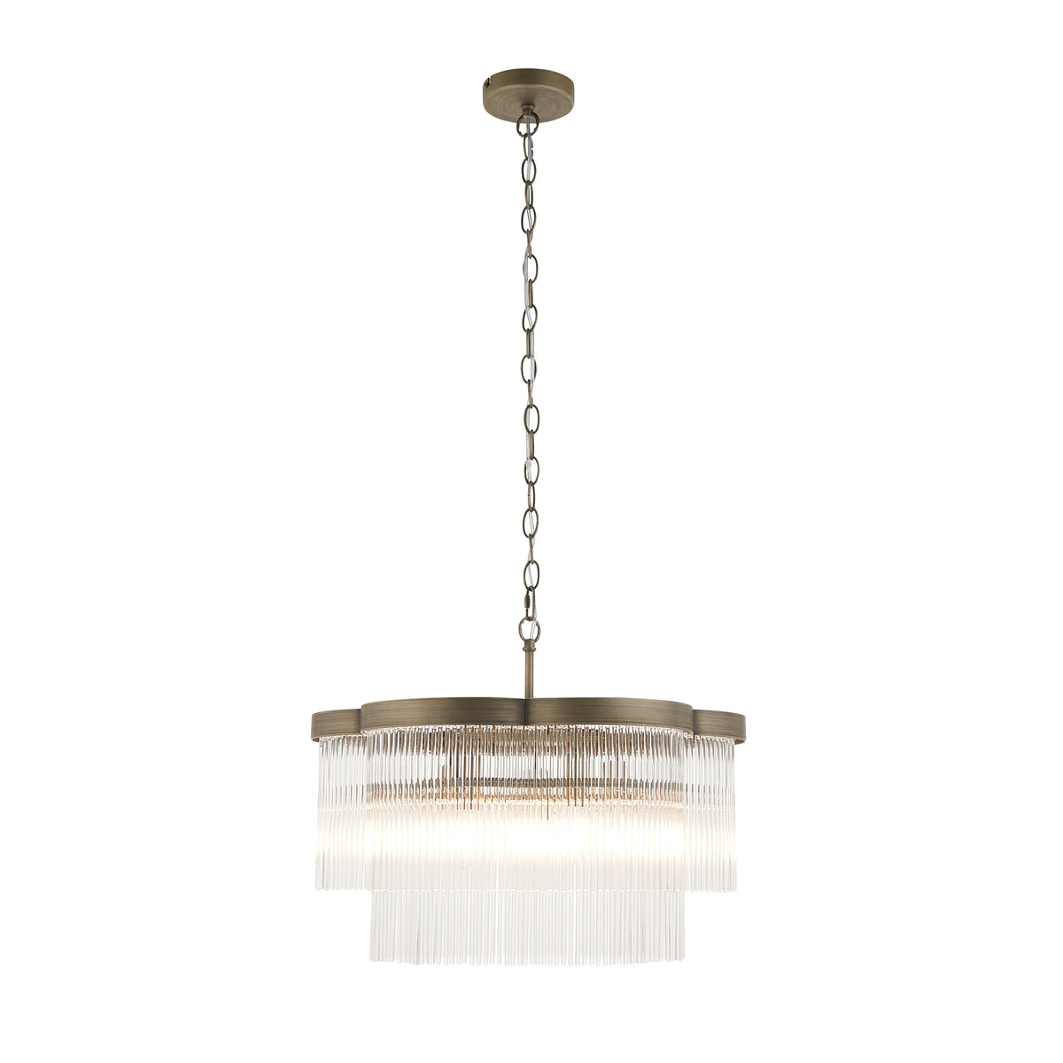 Endon Lucille 5 Light Pendant - Antique Brass & Clear Glass