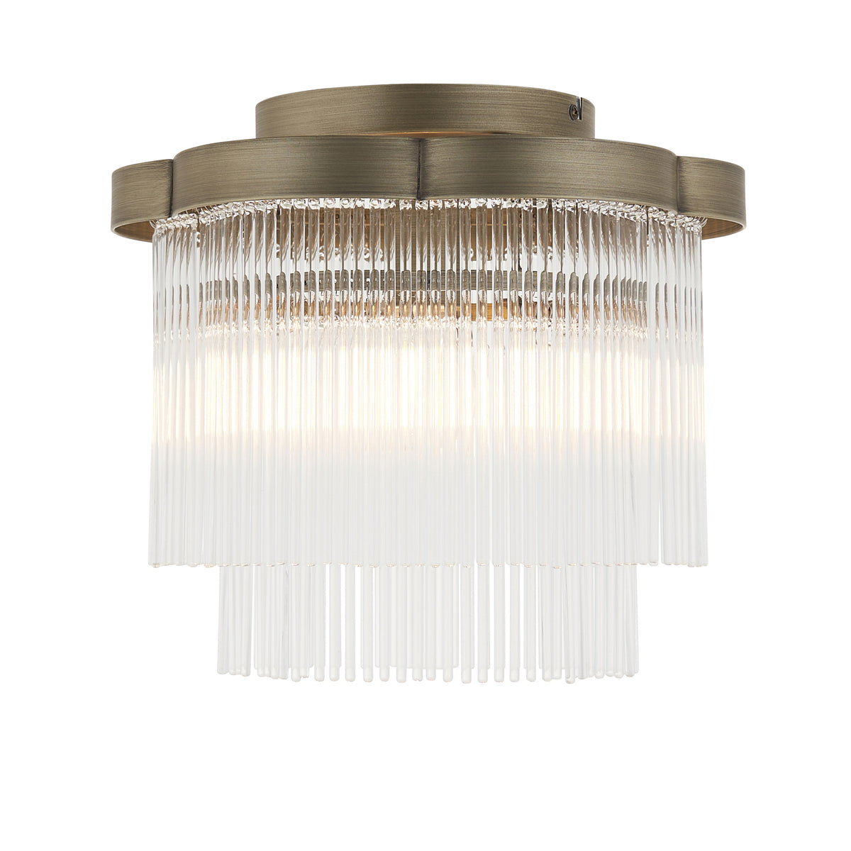 Endon Lucille Flush - Antique Brass & Clear Glass
