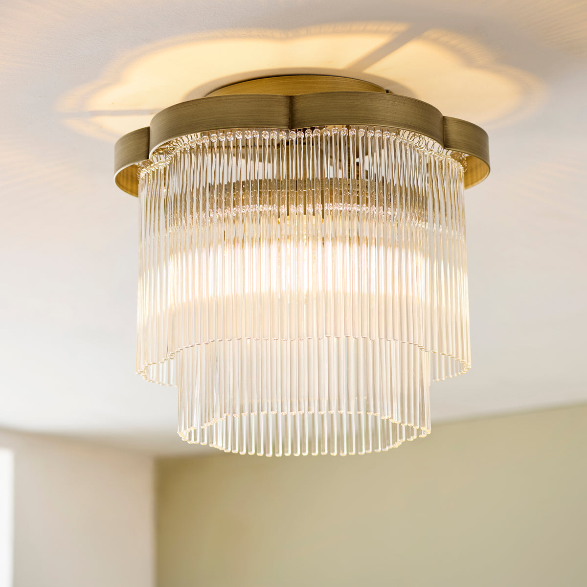 Endon Lucille Flush - Antique Brass & Clear Glass