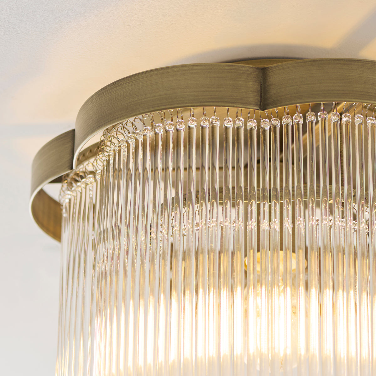 Endon Lucille Flush - Antique Brass & Clear Glass