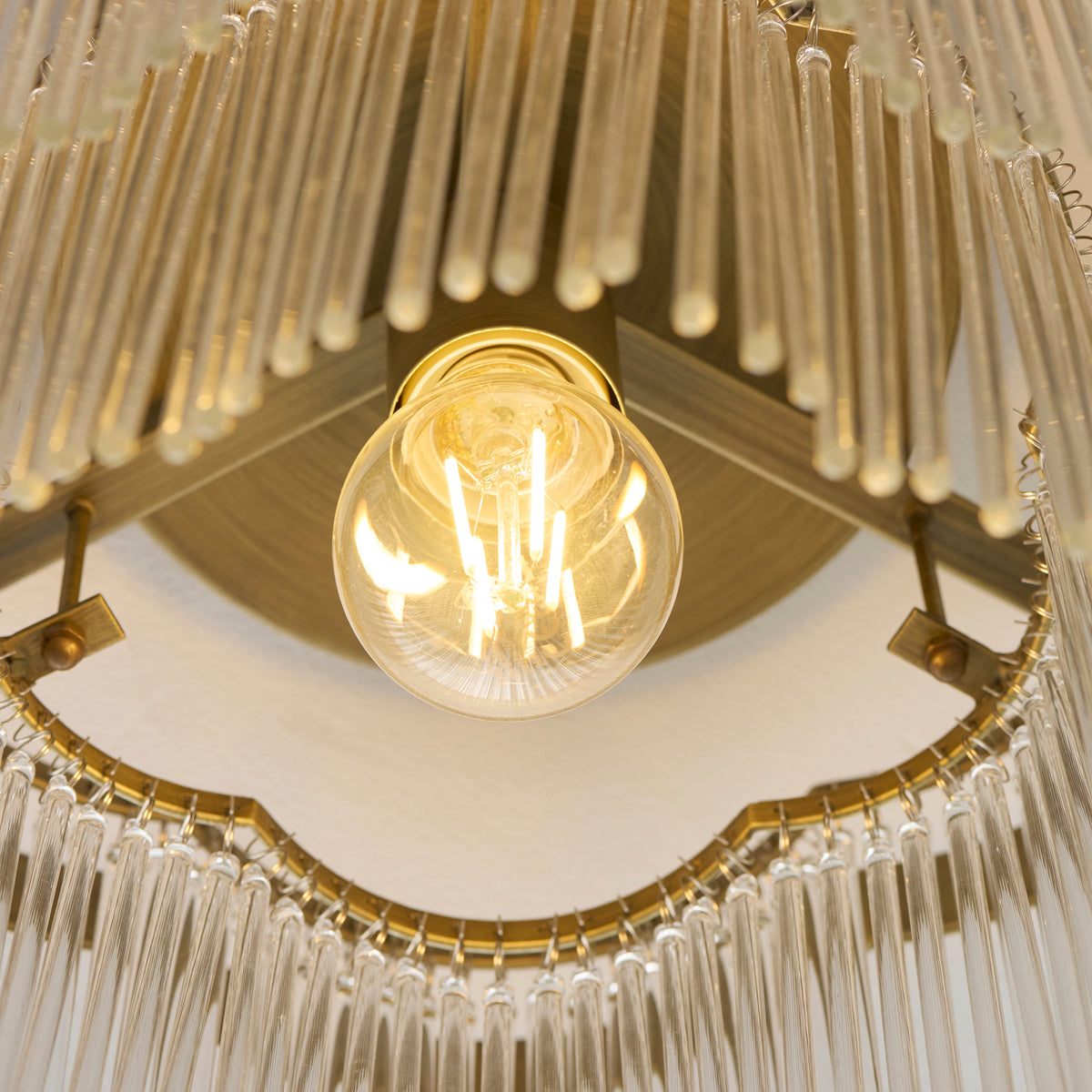 Endon Lucille Flush - Antique Brass & Clear Glass