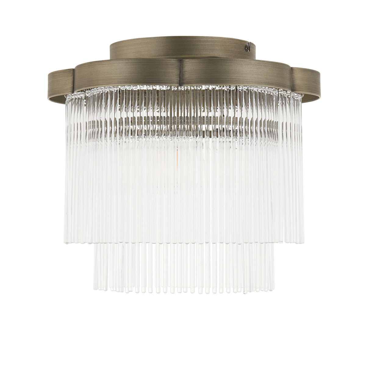 Endon Lucille Flush - Antique Brass & Clear Glass