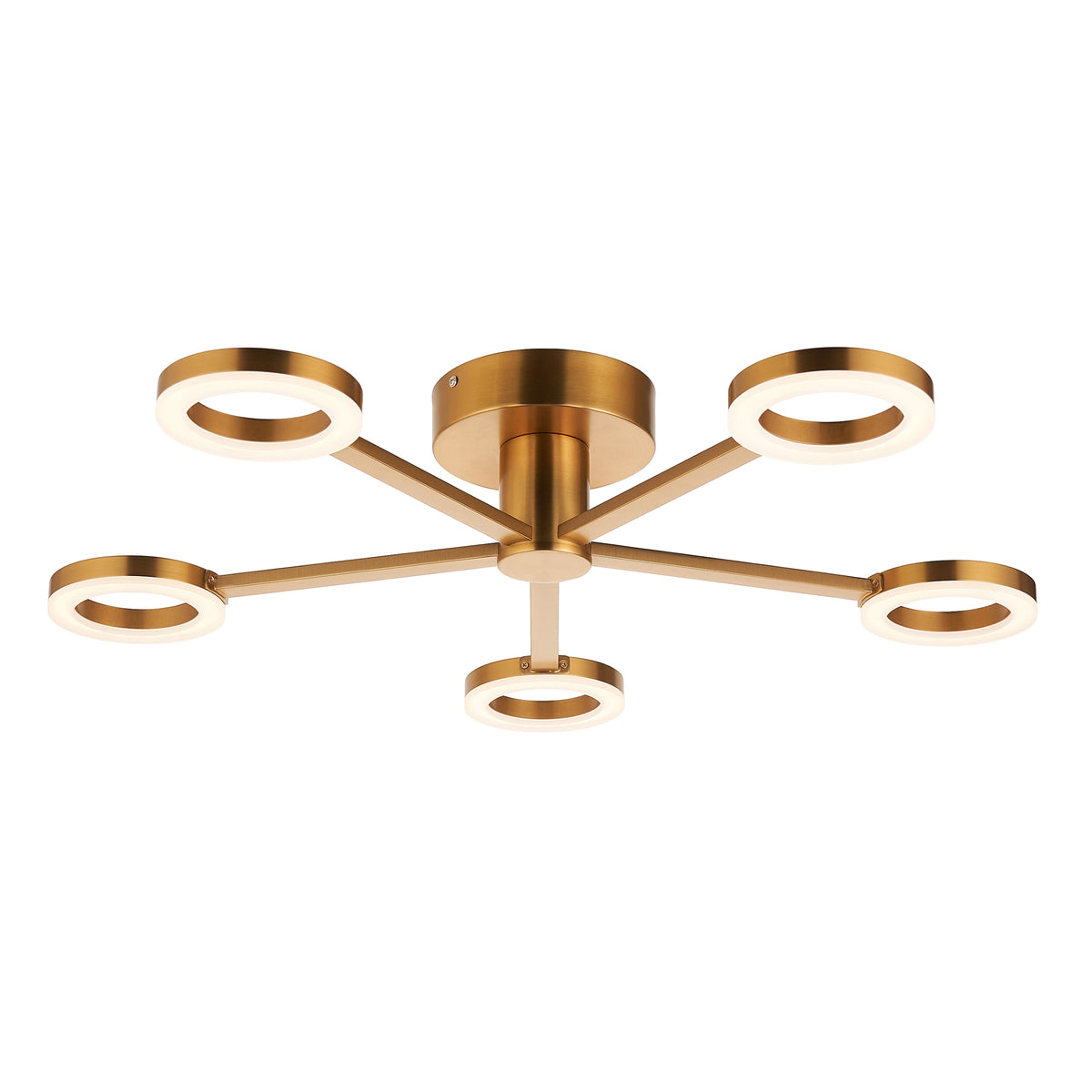 Endon Scout 5 Light Semi Flush - Warm Brass Plate & Frosted PC