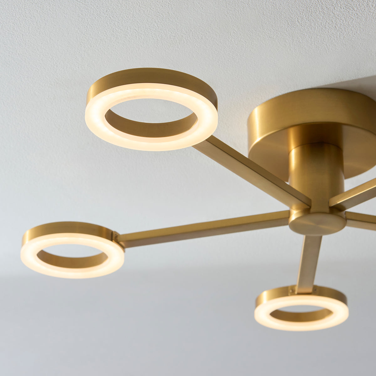 Endon Scout 5 Light Semi Flush - Warm Brass Plate & Frosted PC