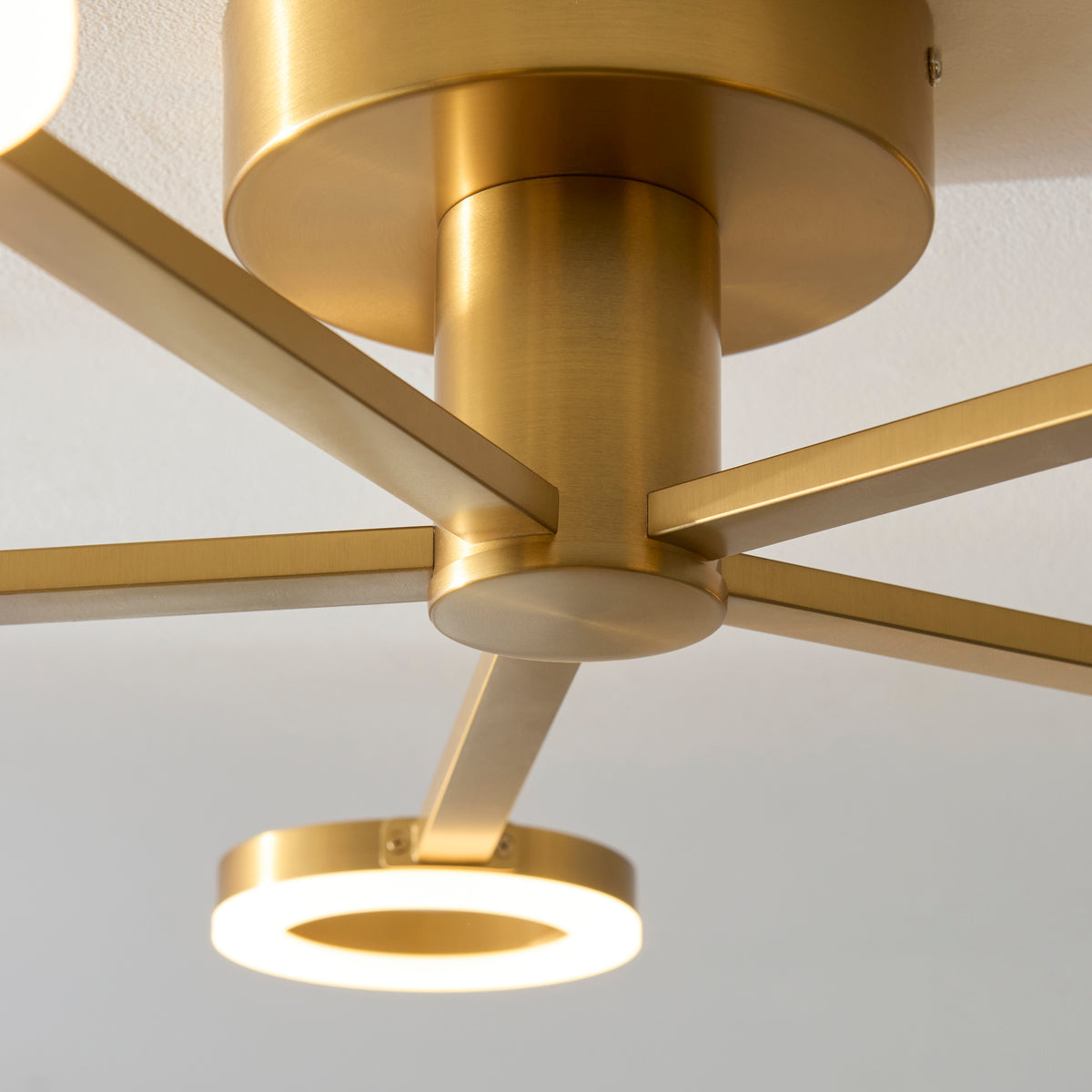 Endon Scout 5 Light Semi Flush - Warm Brass Plate & Frosted PC