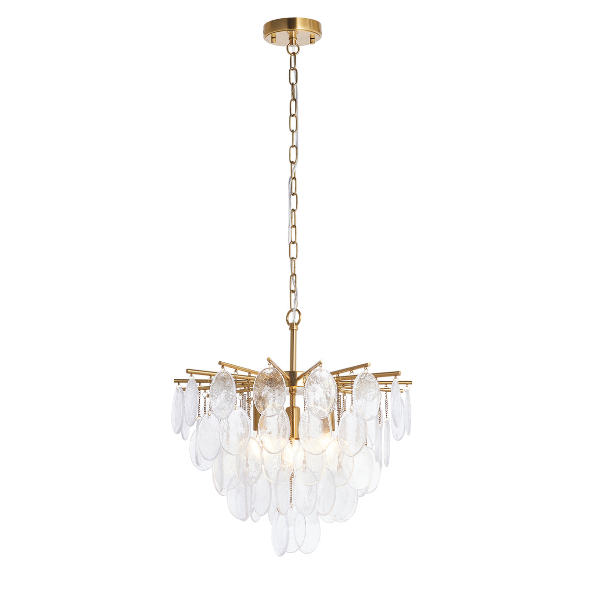 Endon Loretta 3 Light Pendant - Brushed Aged Brass Plate & Clear Bubble Glass