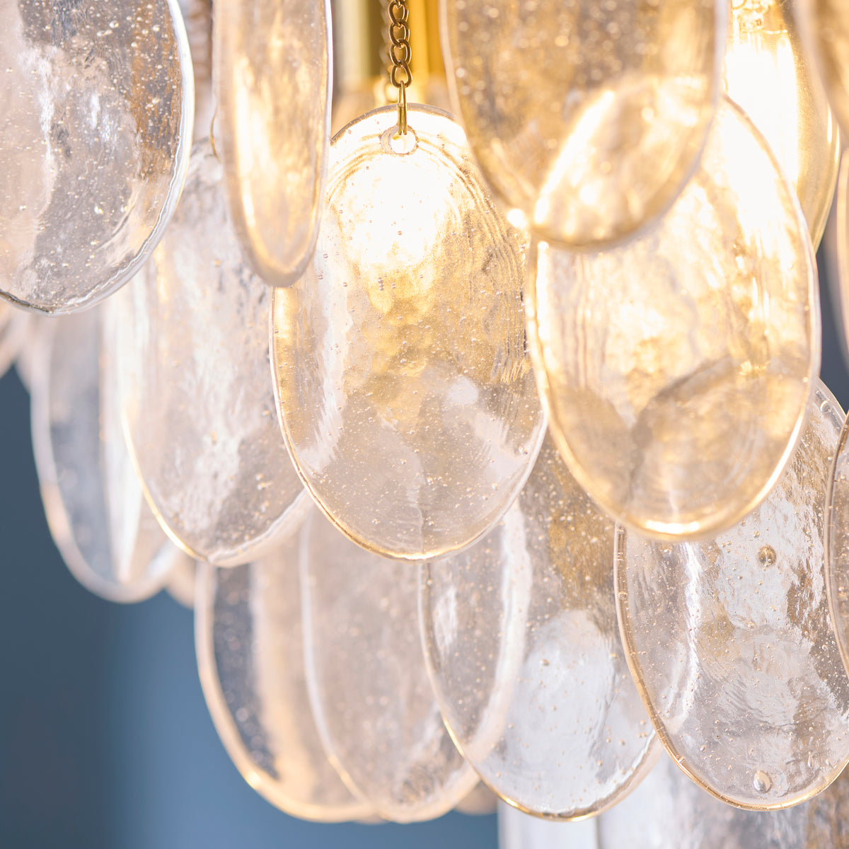 Endon Loretta 5 Light Pendant - Brushed Aged Brass Plate & Clear Bubble Glass