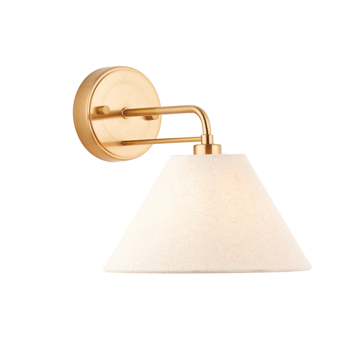 Endon Wallbridge Wall Light - Brushed Aged Brass Plate & Natural Linen