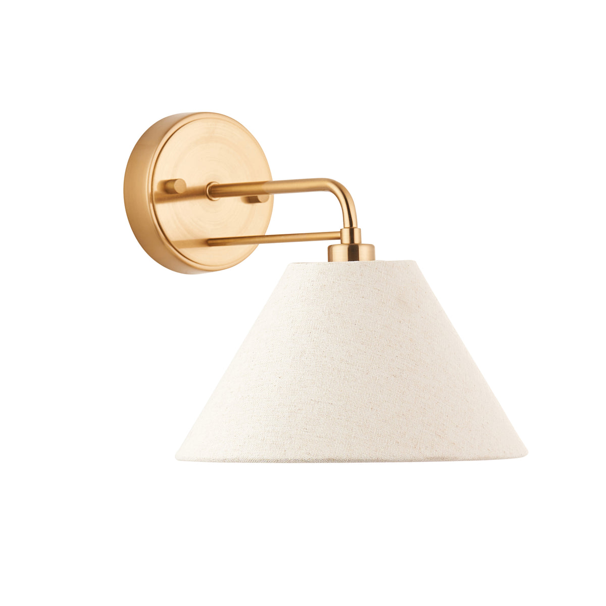 Endon Wallbridge Wall Light - Brushed Aged Brass Plate & Natural Linen