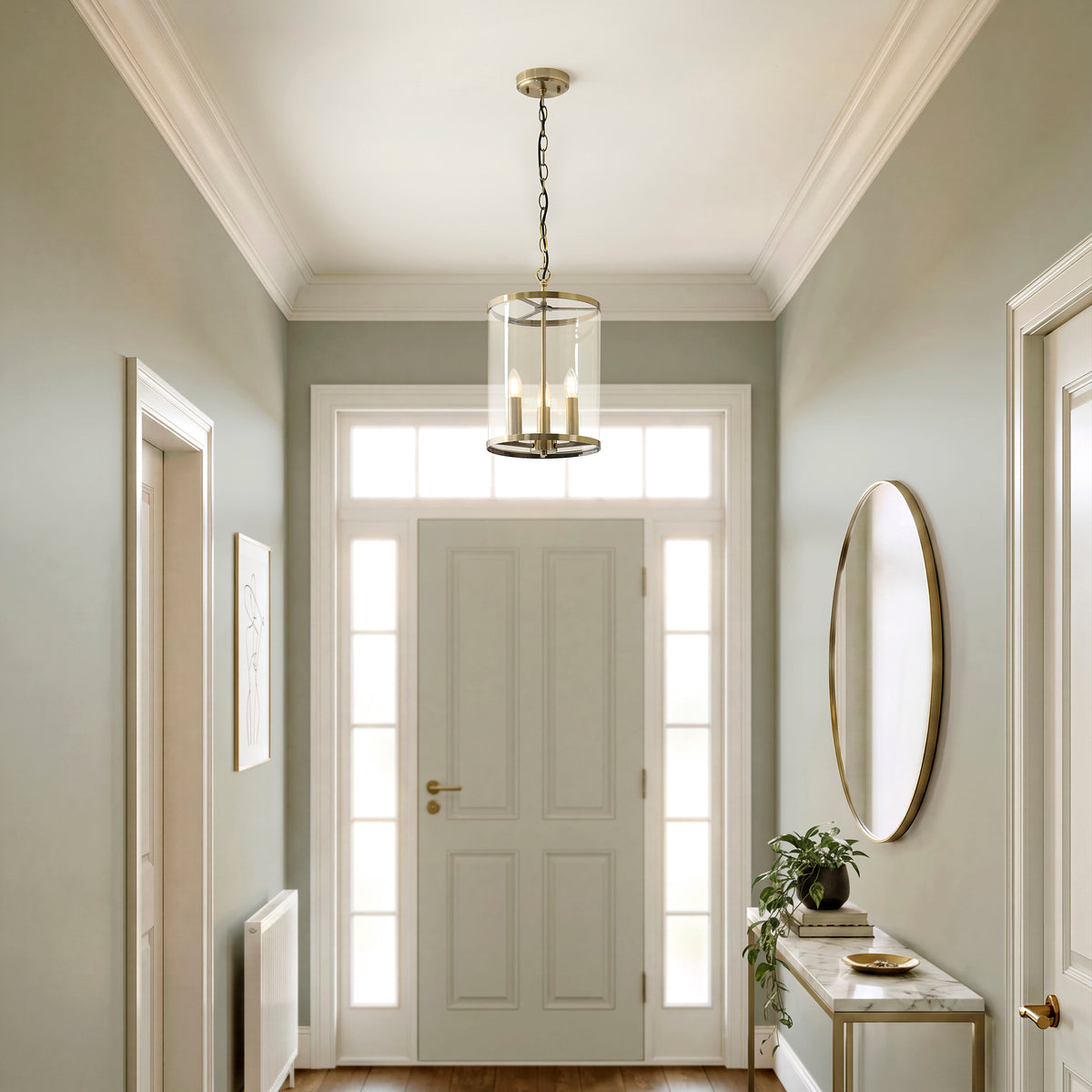 Endon Hebden 3 Light Pendant - Antique Brass Plate & Clear Glass