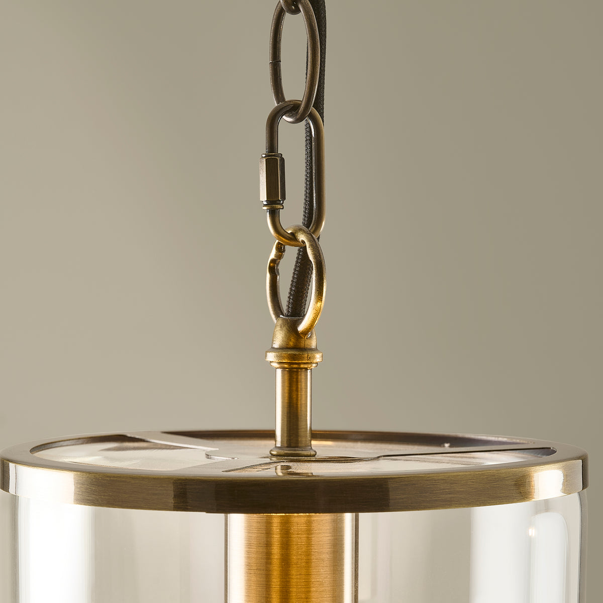 Endon Hebden Pendant - Antique Brass Plate & Clear Glass