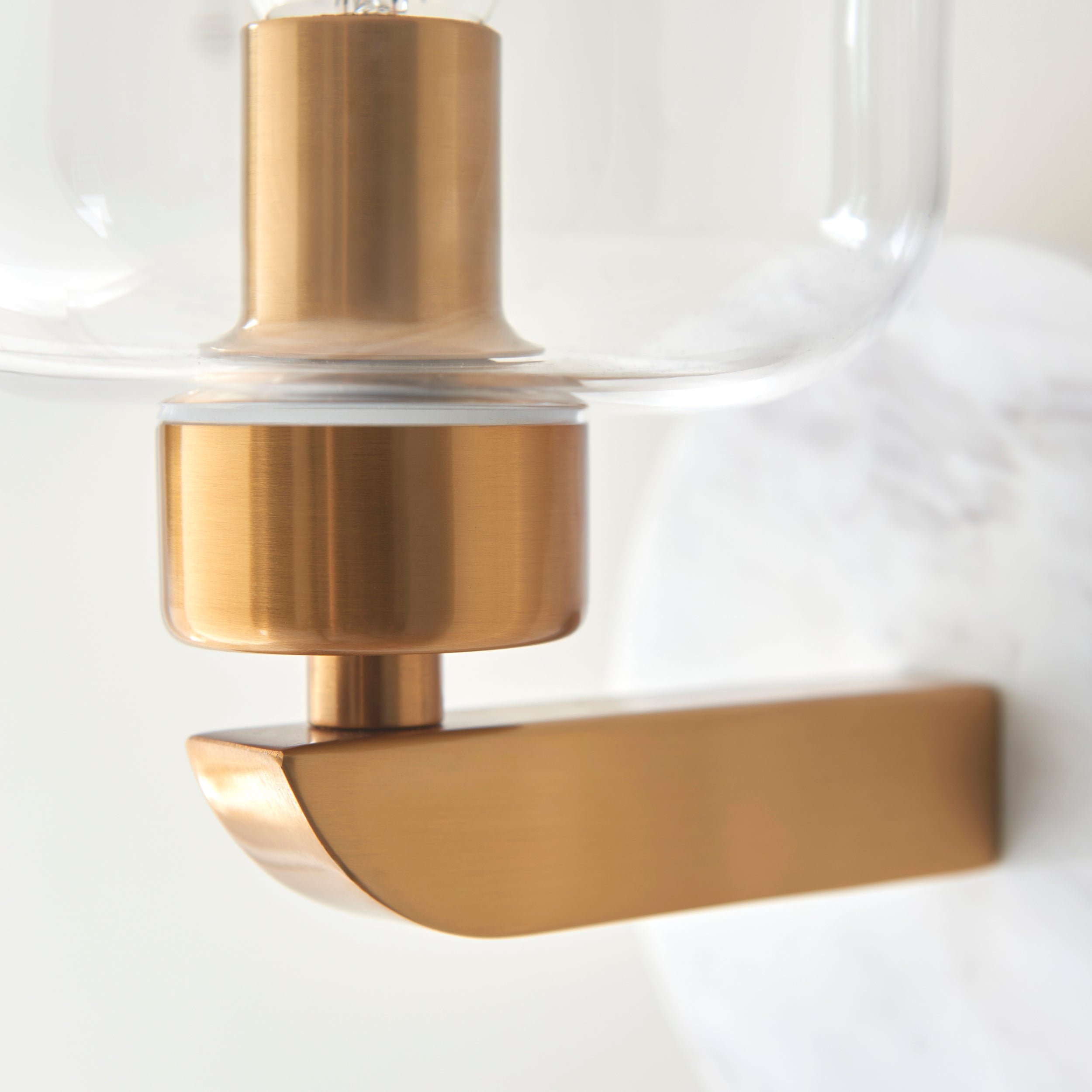 Endon Travi Wall Light - White Volakas Marble, Vintage Brass & Clear Glass