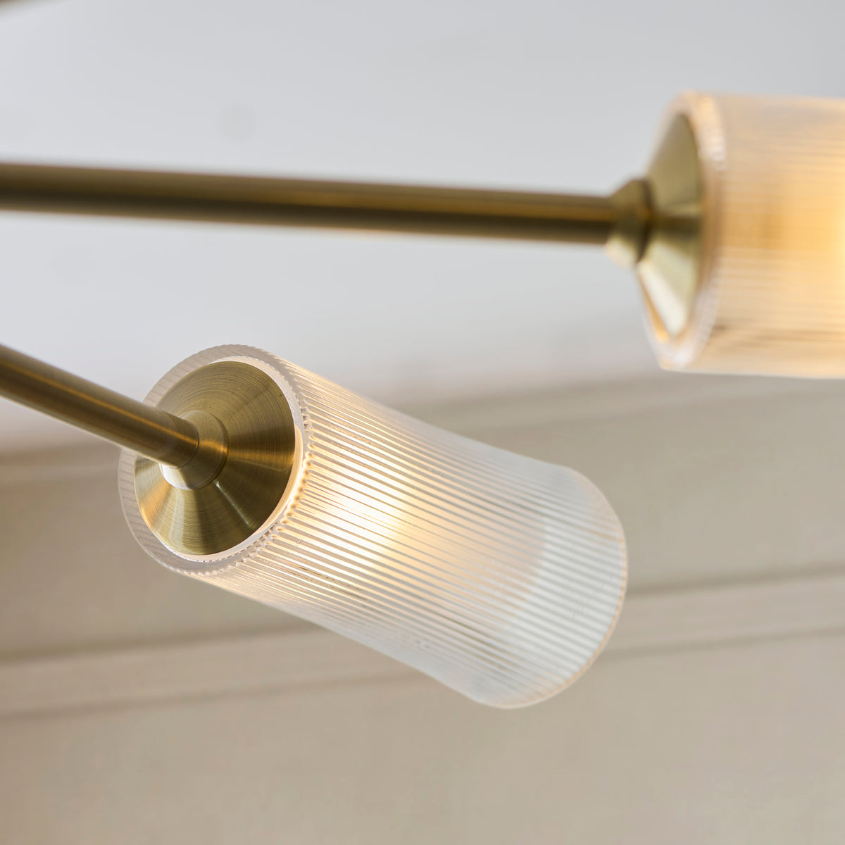 Endon Avelyn 8 Light Pendant - Antique Brass Plate & Clear Ribbed Glass