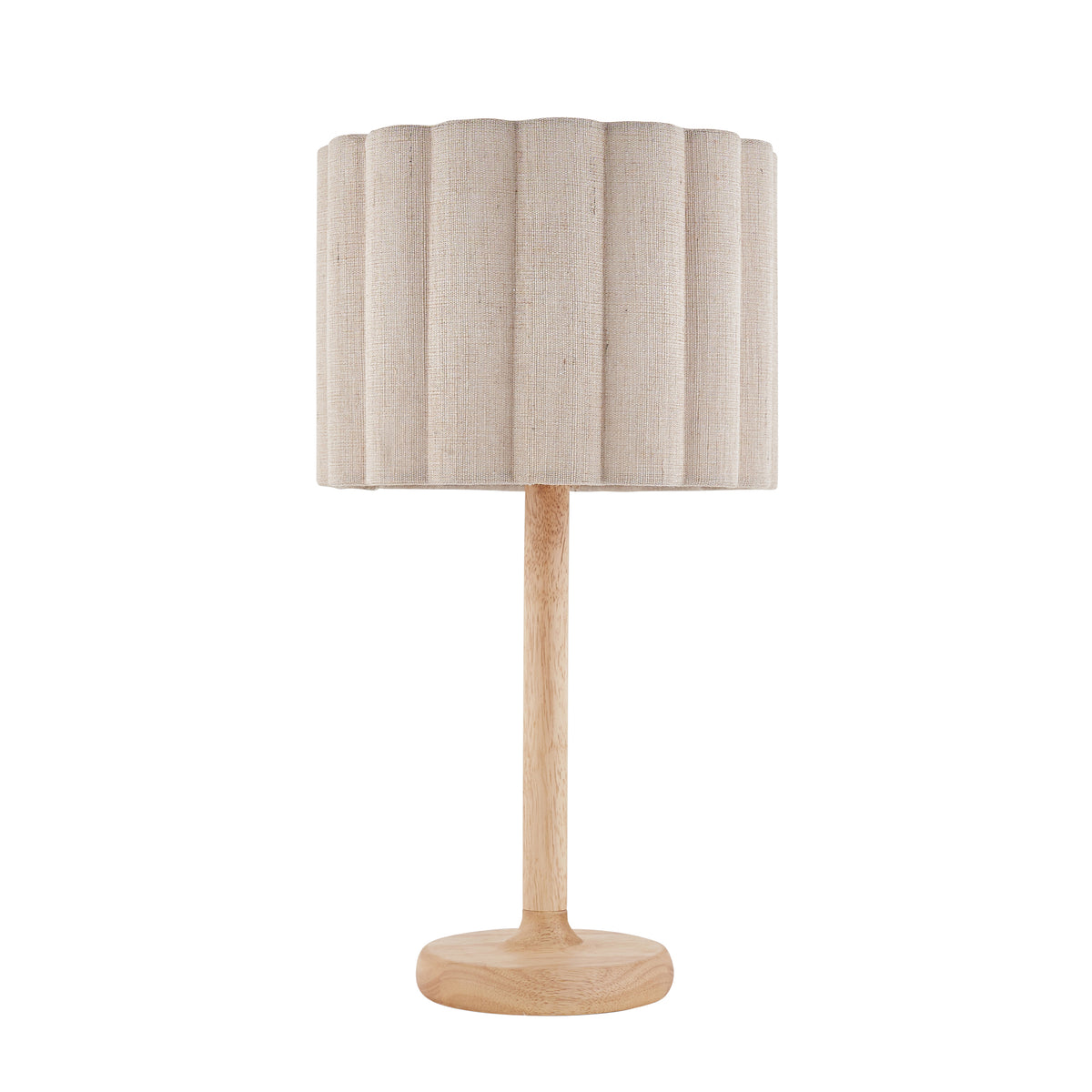 Endon Olson Table Light - Oak Stained Wood & Natural Fabric
