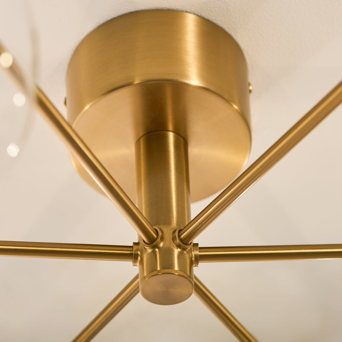 Endon Oslo 6 Light Semi Flush - Brushed Aged Brass Plate & Clear Glass