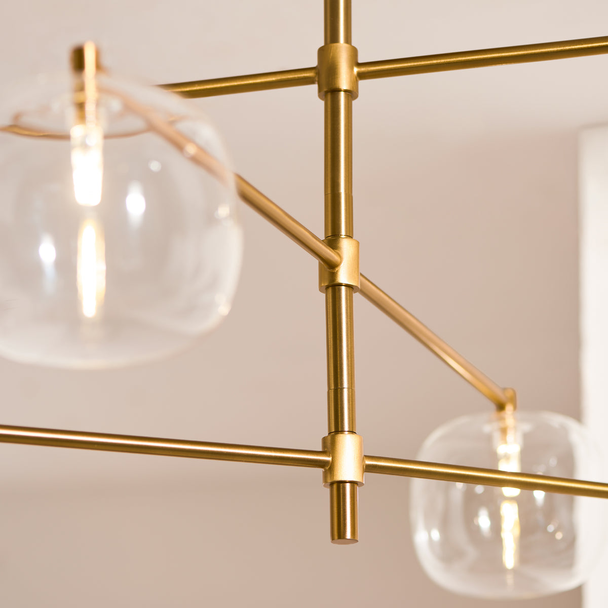 Endon Oslo 6 Light Pendant - Brushed Aged Brass Plate & Clear Glass
