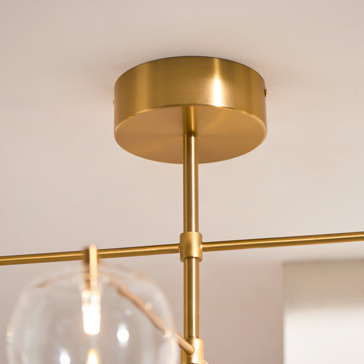 Endon Oslo 6 Light Pendant - Brushed Aged Brass Plate & Clear Glass