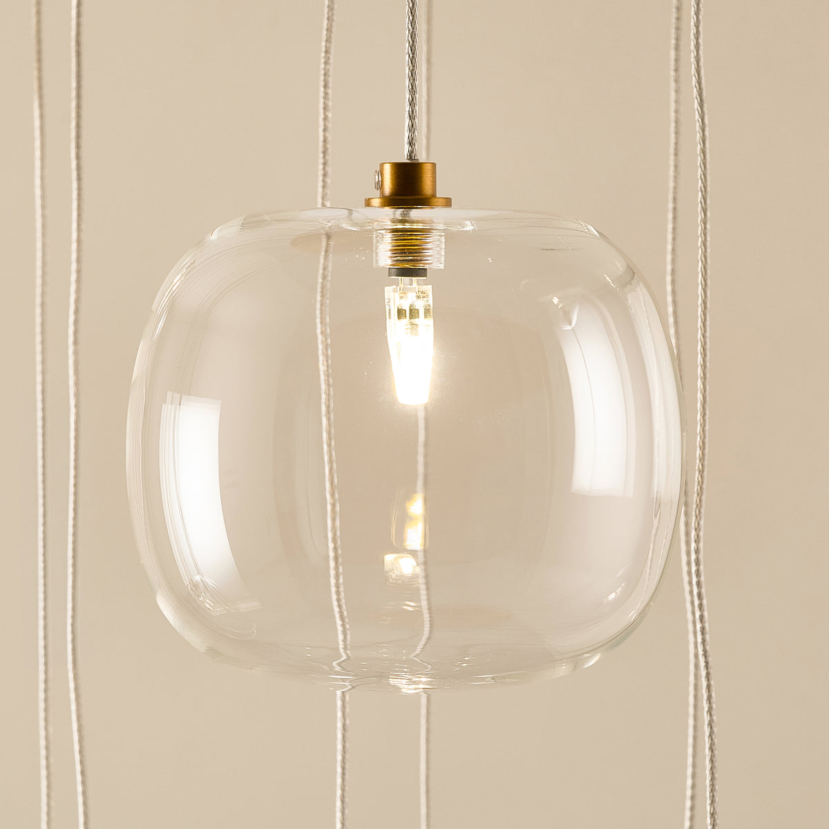 Endon Oslo 12 Light Cascade Pendant - Brushed Aged Brass Plate & Clear Glass