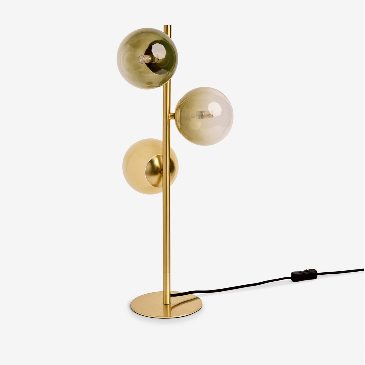 MADE.COM Globe Table Lamp in Brushed Brass with Green Ombre Glass Shade