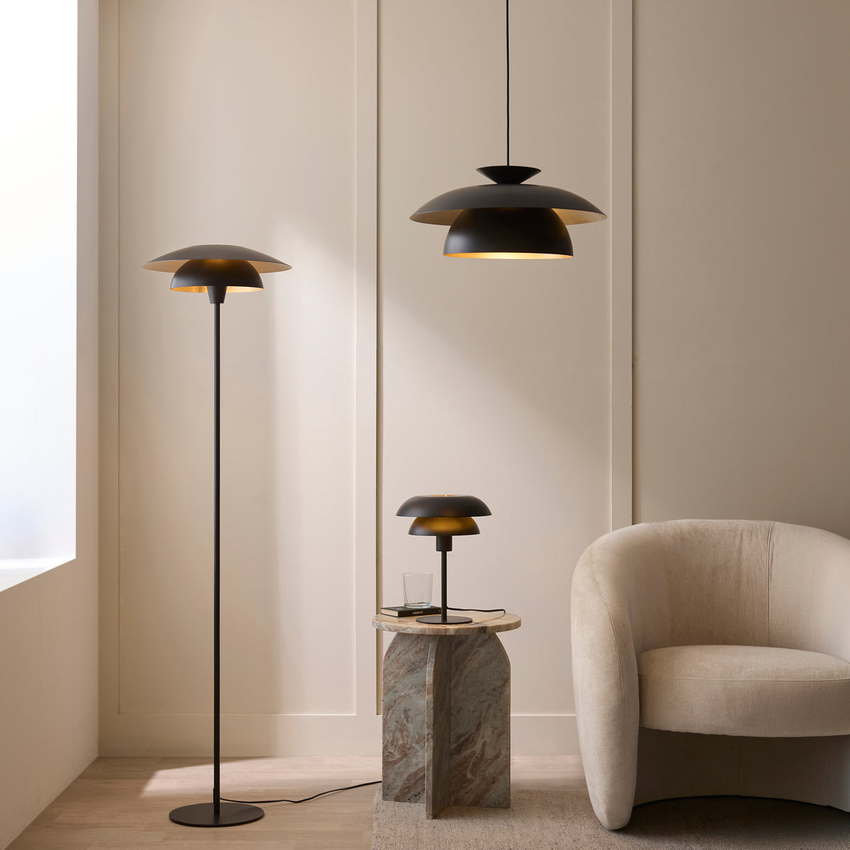 Endon Lyon Floor Light - Matt Black