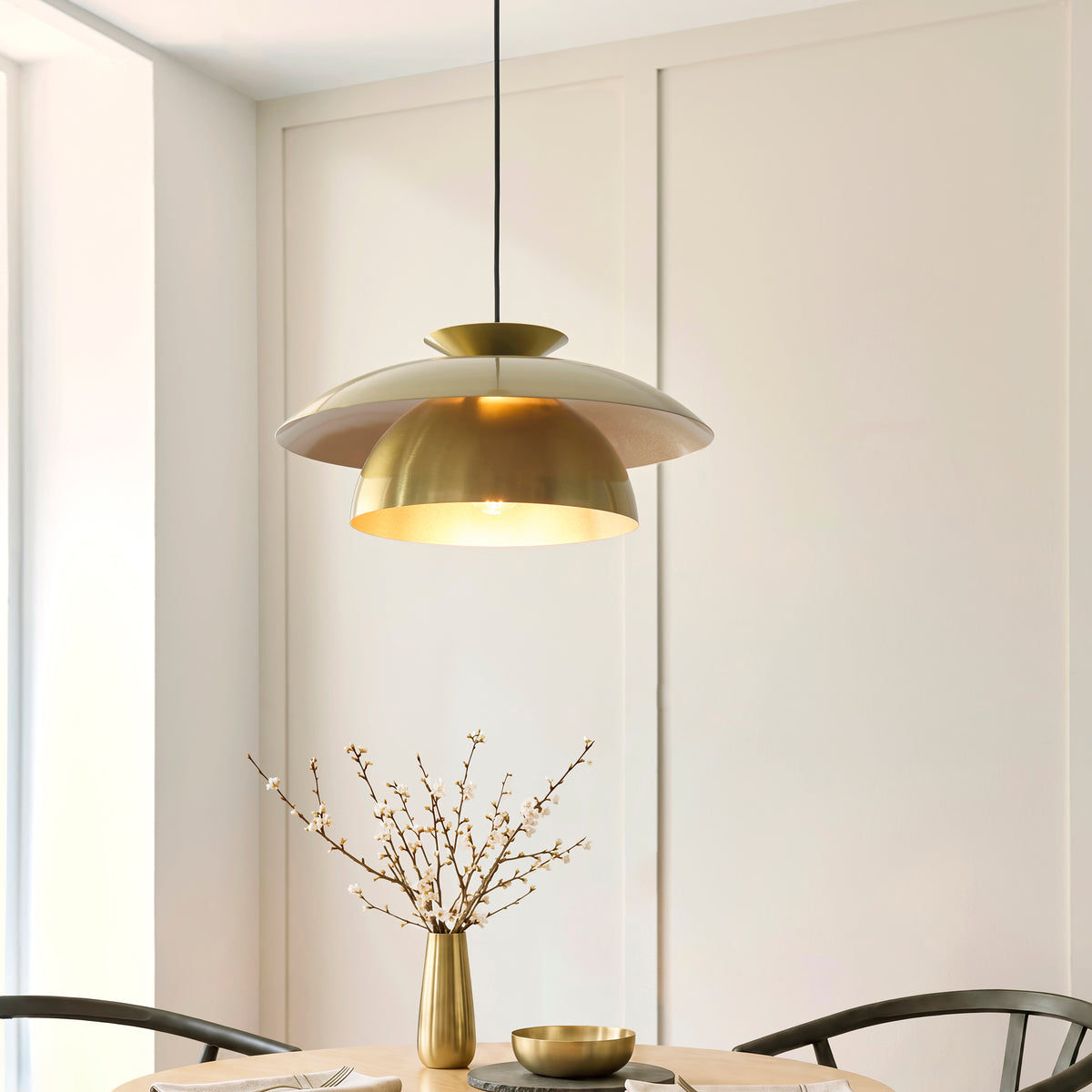Endon Lyon Pendant - Satin Brass Plate