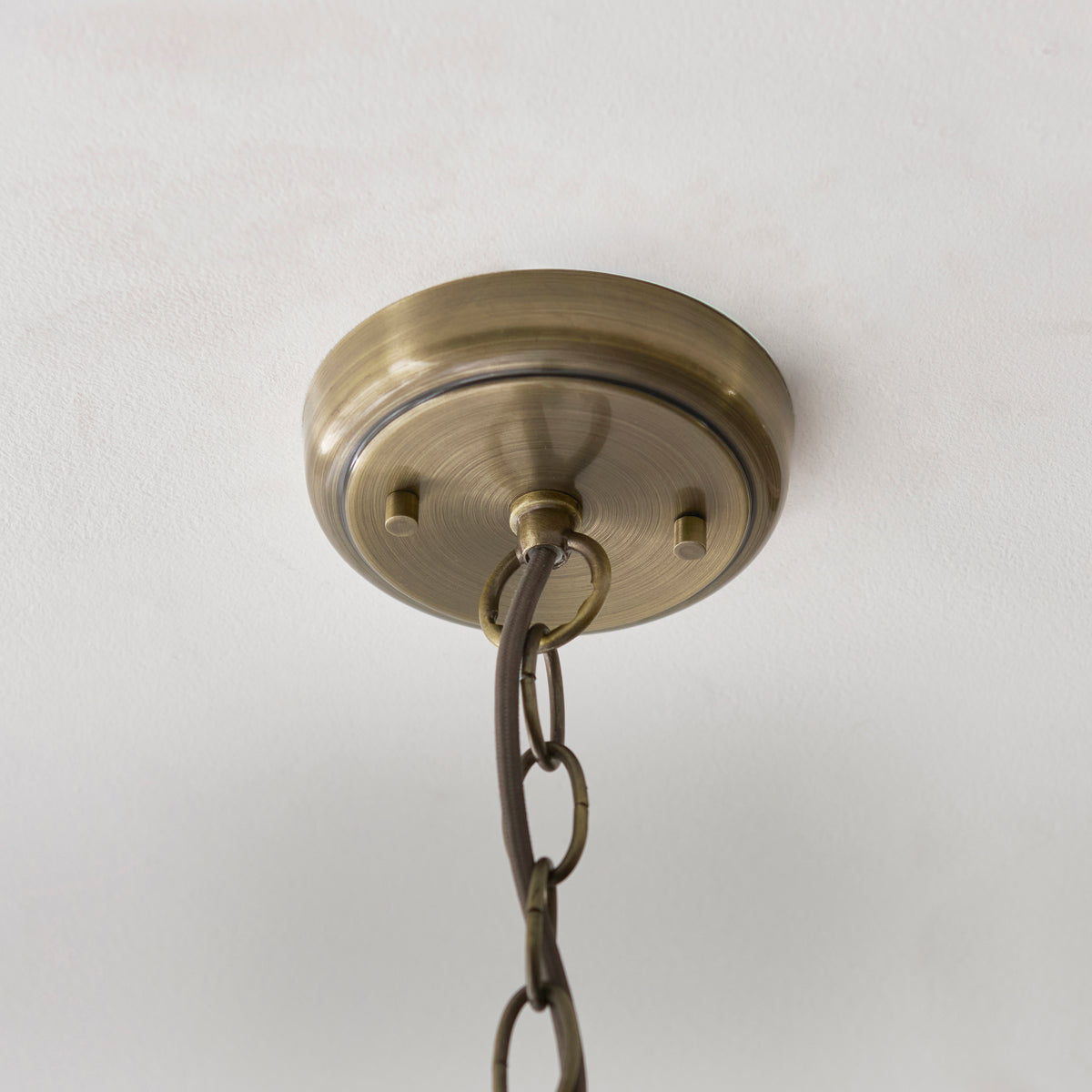 Endon Harborne Pendant - Antique Brass Plate & Clear Ribbed Glass