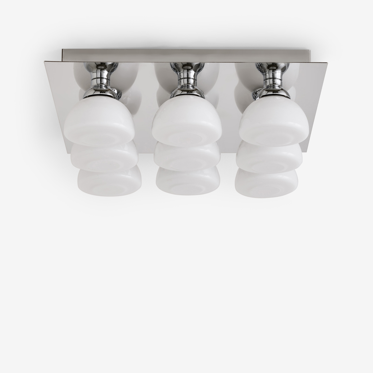 MADE.COM Monroe Flush Ceiling Light in Chrome with Opal Glass Shades