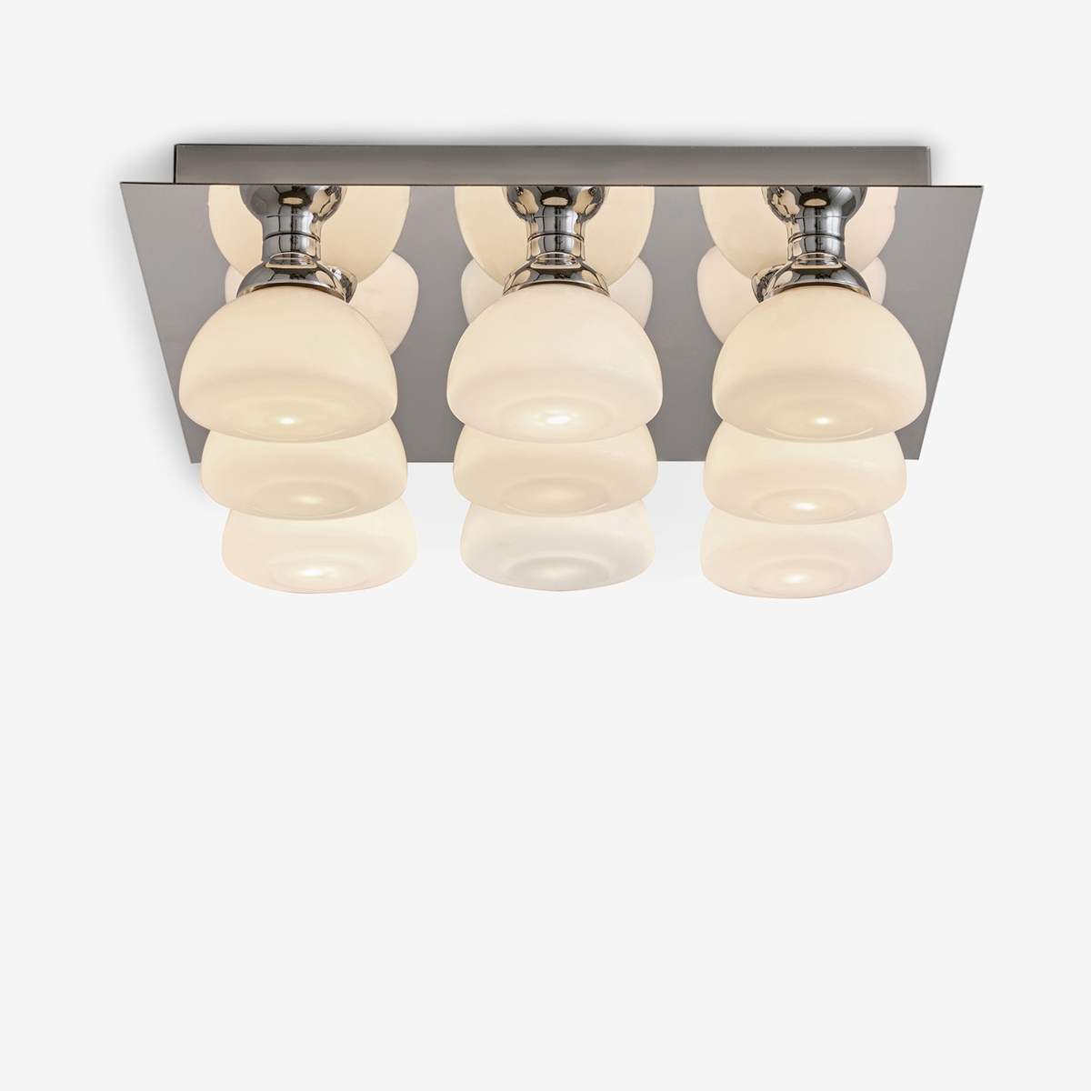 MADE.COM Monroe Flush Ceiling Light in Chrome with Opal Glass Shades