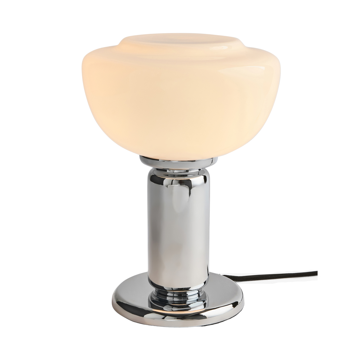 MADE.COM Monroe Table Lamp in Polished Chrome with Opal Glass Shade